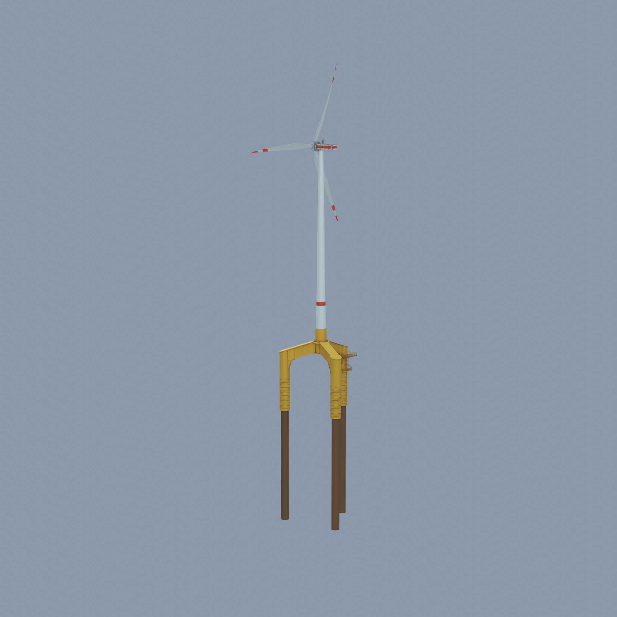 Wind turbine with Offshore Foundation E1 H-160 RD 138m Animation Low-poly 3D model_62