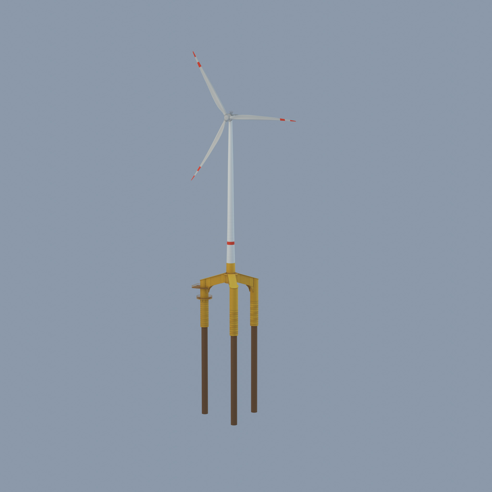 Wind turbine with Offshore Foundation E1 H-160 RD 138m Animation Low-poly 3D model_67