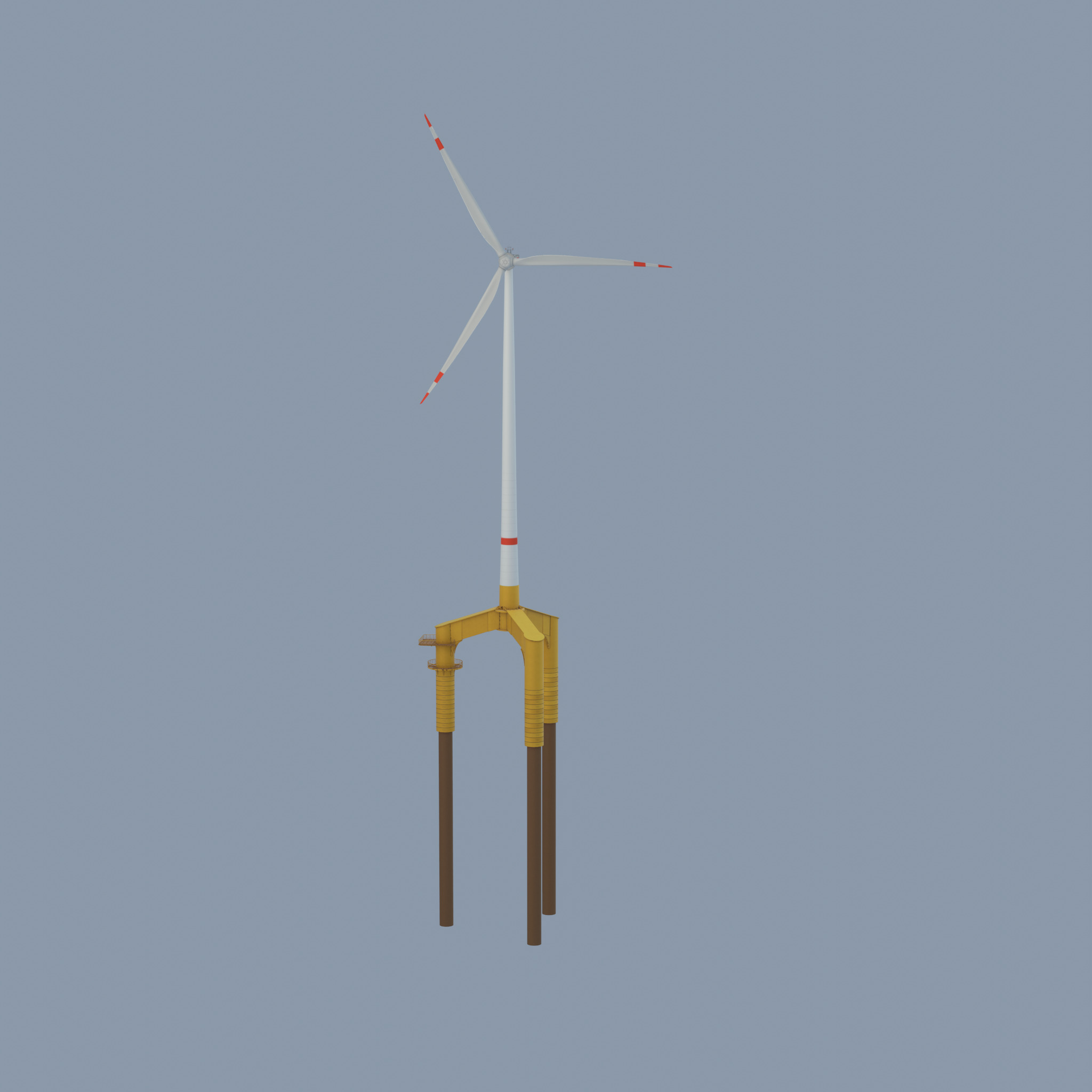 Wind turbine with Offshore Foundation E1 H-160 RD 138m Animation Low-poly 3D model_24