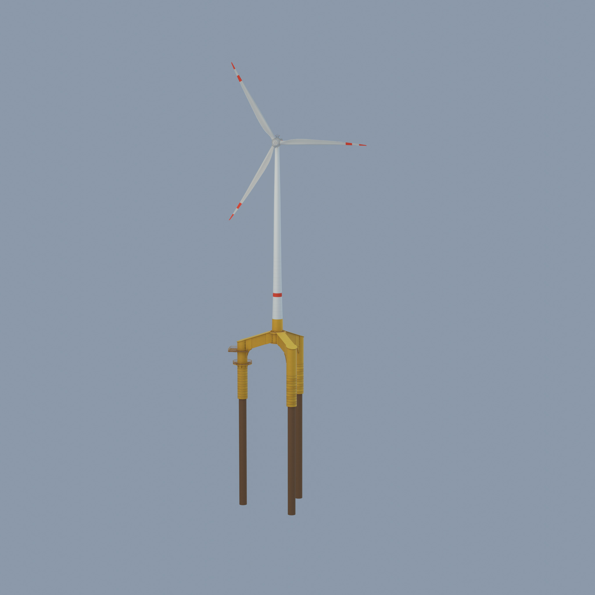Wind turbine with Offshore Foundation E1 H-160 RD 138m Animation Low-poly 3D model_50