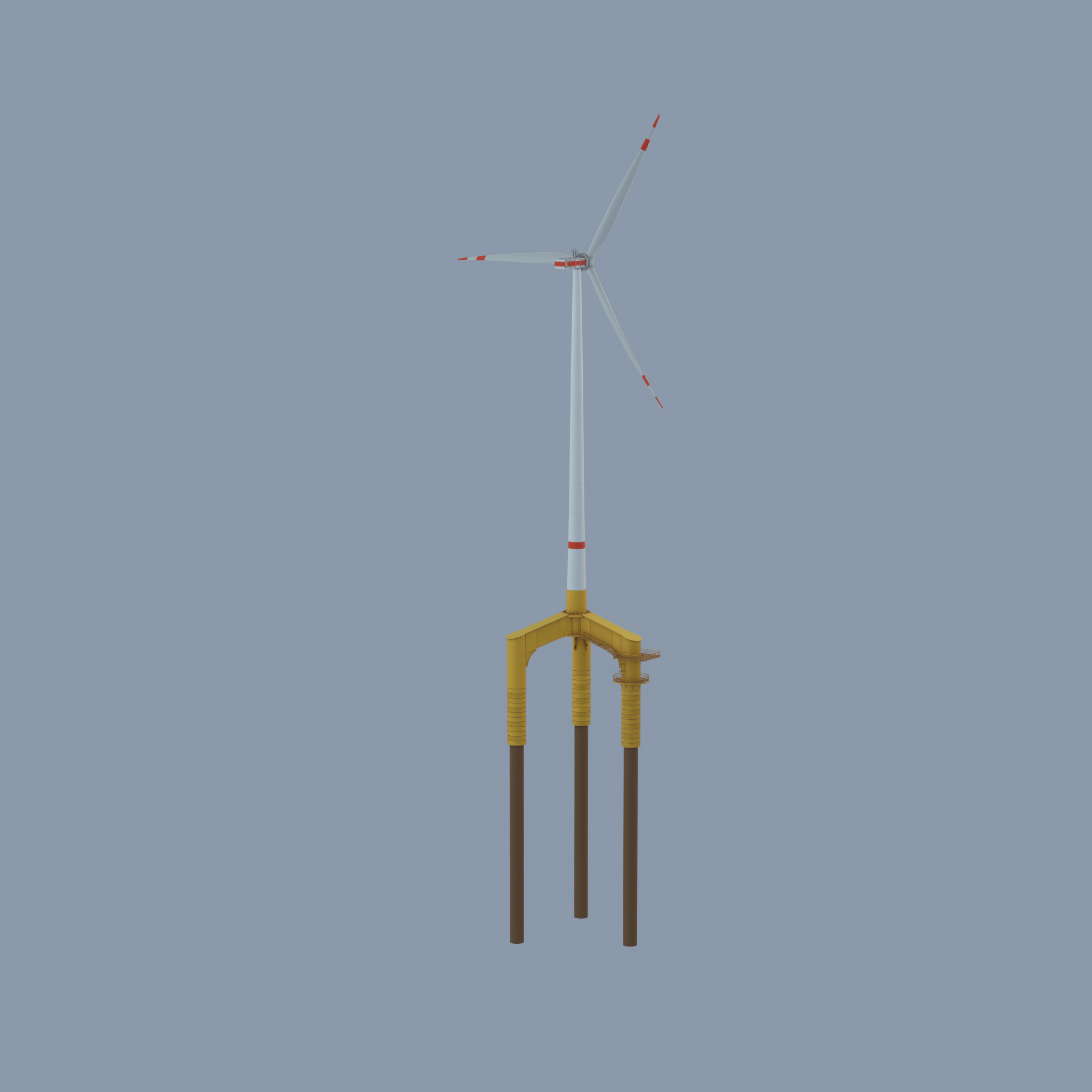 Wind turbine with Offshore Foundation E1 H-160 RD 138m Animation Low-poly 3D model_37