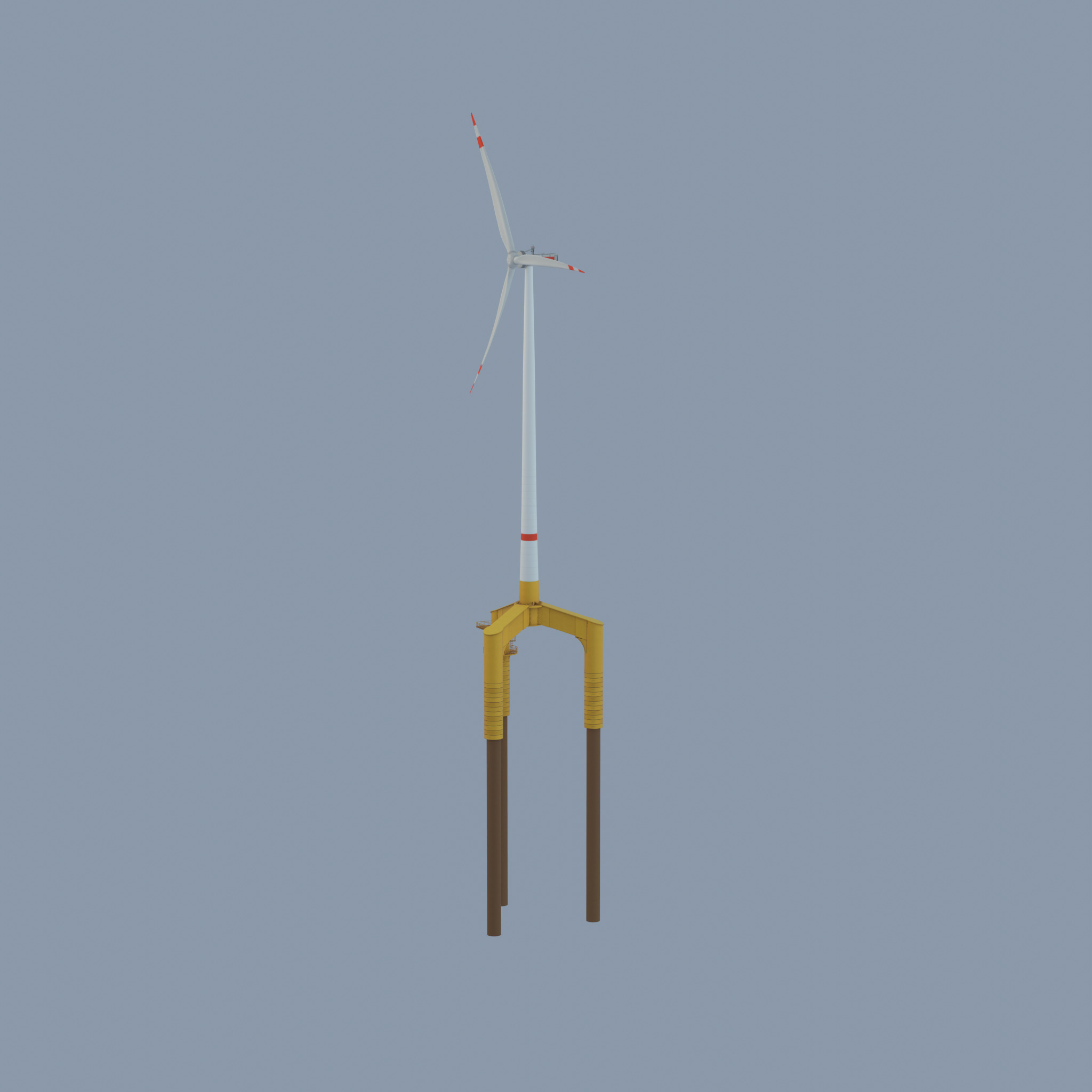 Wind turbine with Offshore Foundation E1 H-160 RD 138m Animation Low-poly 3D model_21