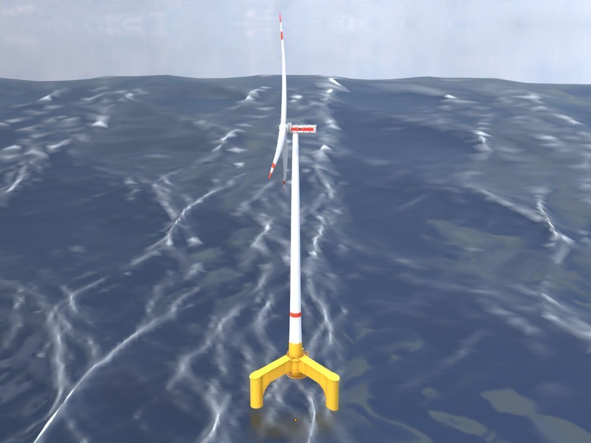 Wind turbine with Offshore Foundation E1 H-160 RD 138m Animation Low-poly 3D model_14