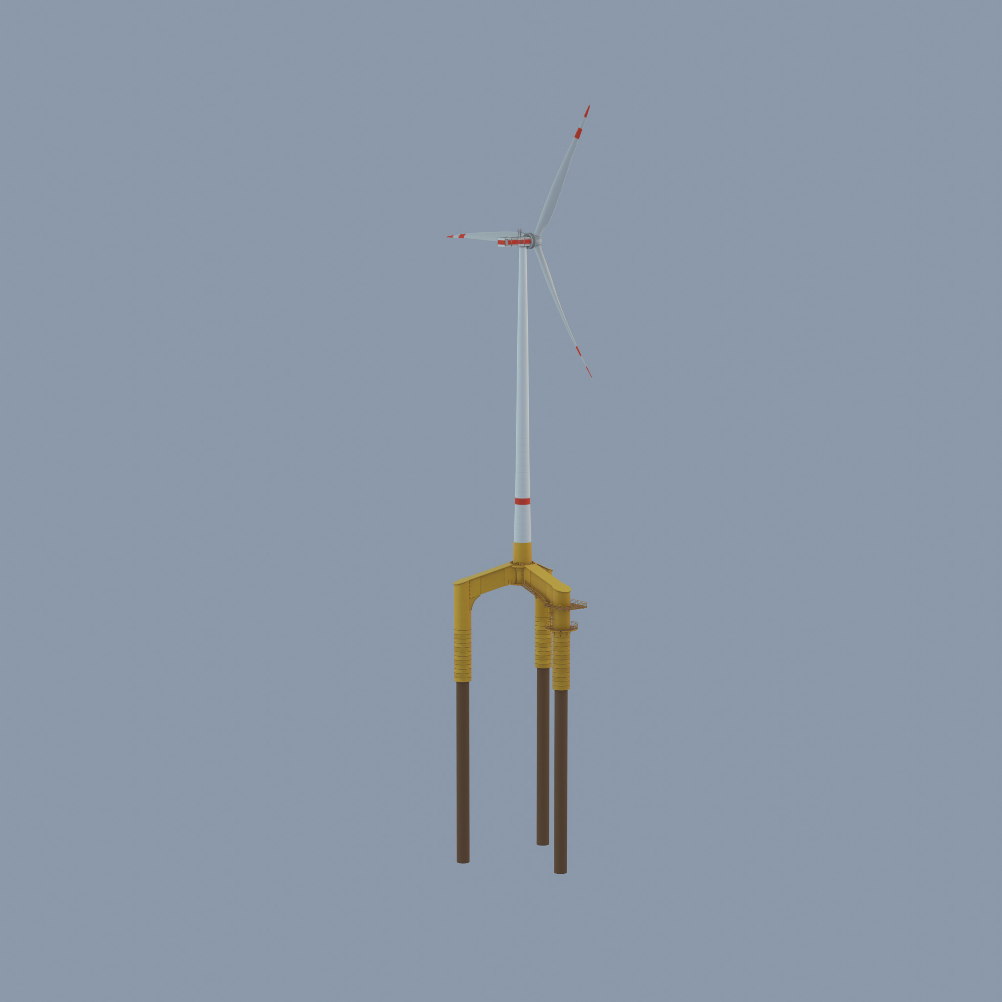 Wind turbine with Offshore Foundation E1 H-160 RD 138m Animation Low-poly 3D model_29