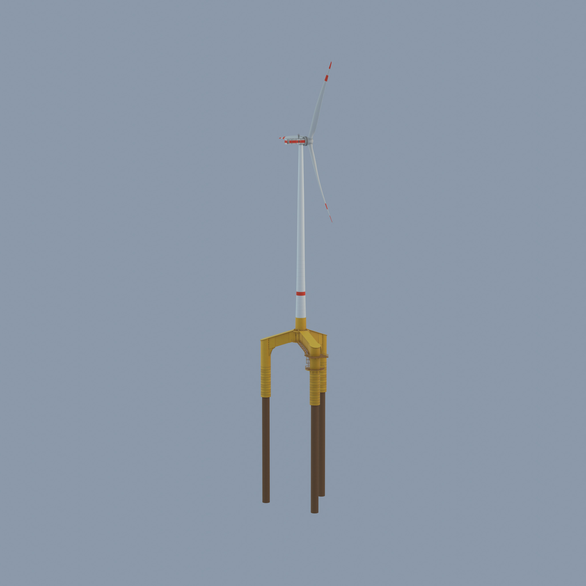 Wind turbine with Offshore Foundation E1 H-160 RD 138m Animation Low-poly 3D model_54
