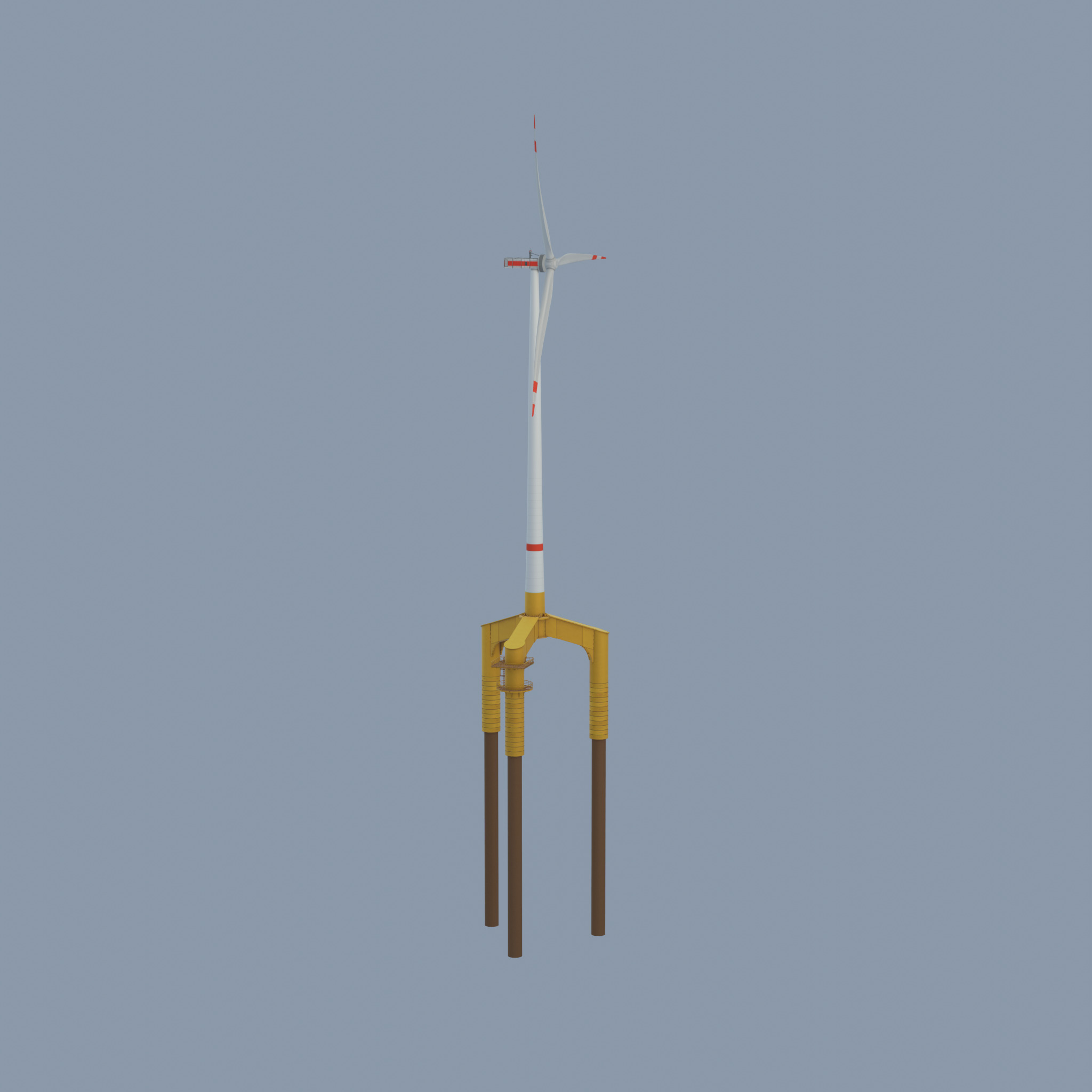 Wind turbine with Offshore Foundation E1 H-160 RD 138m Animation Low-poly 3D model_27