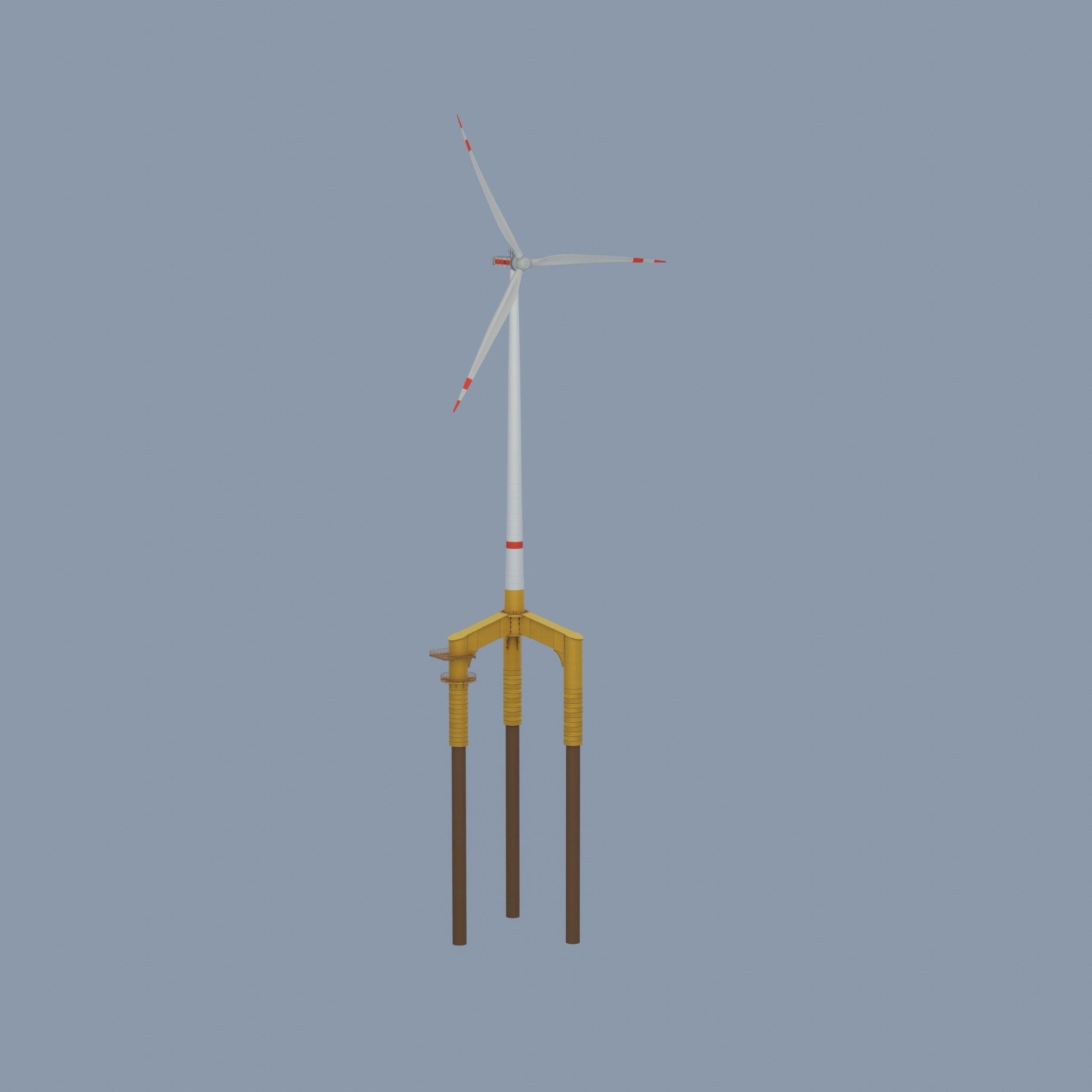 Wind turbine with Offshore Foundation E1 H-160 RD 138m Animation Low-poly 3D model_59