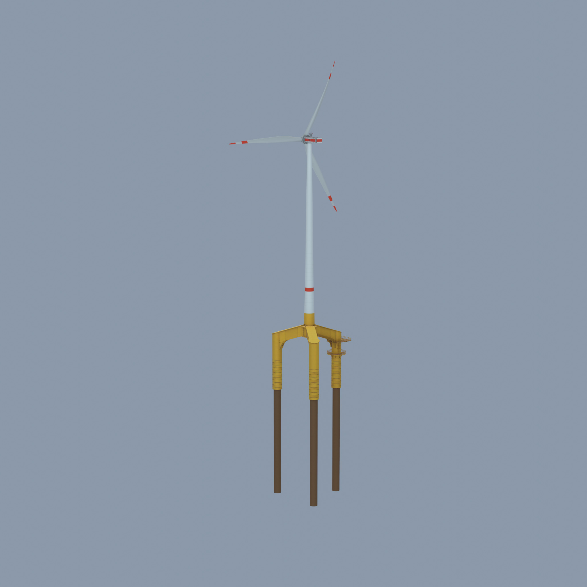 Wind turbine with Offshore Foundation E1 H-160 RD 138m Animation Low-poly 3D model_52