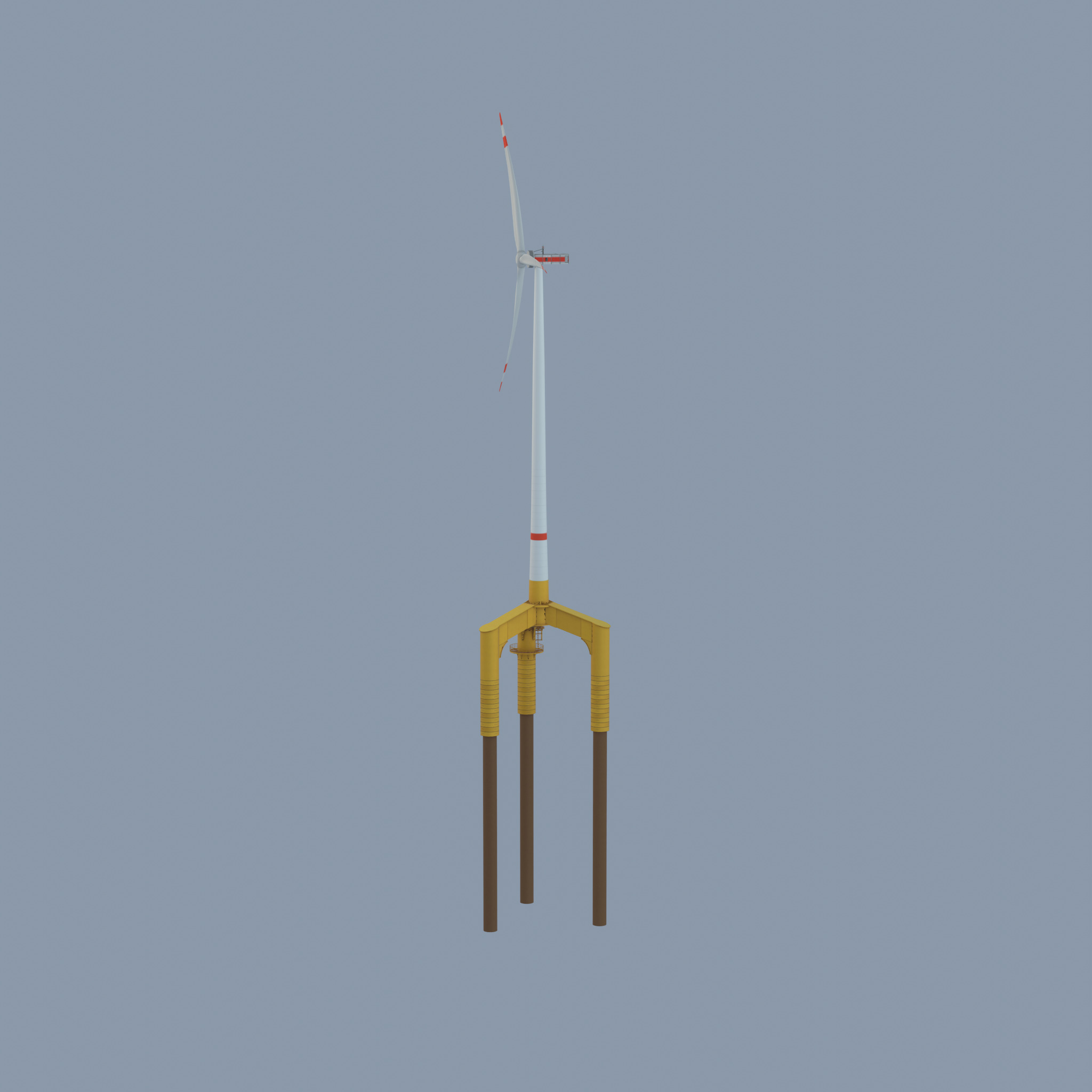 Wind turbine with Offshore Foundation E1 H-160 RD 138m Animation Low-poly 3D model_57