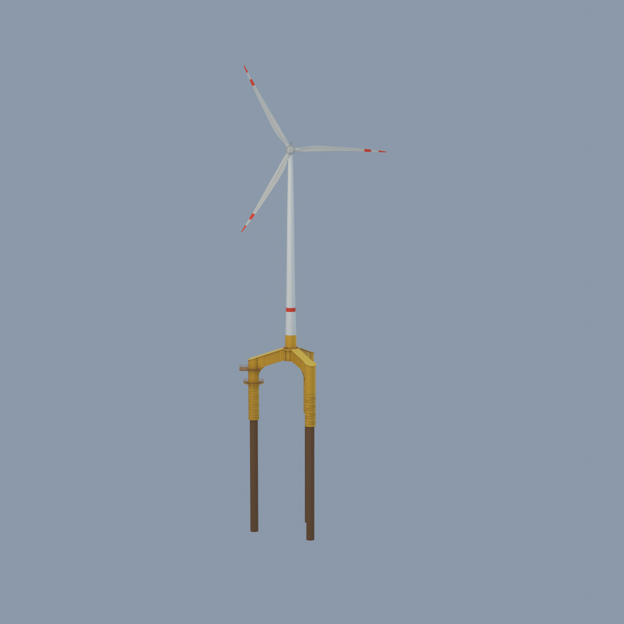 Wind turbine with Offshore Foundation E1 H-160 RD 138m Animation Low-poly 3D model_23