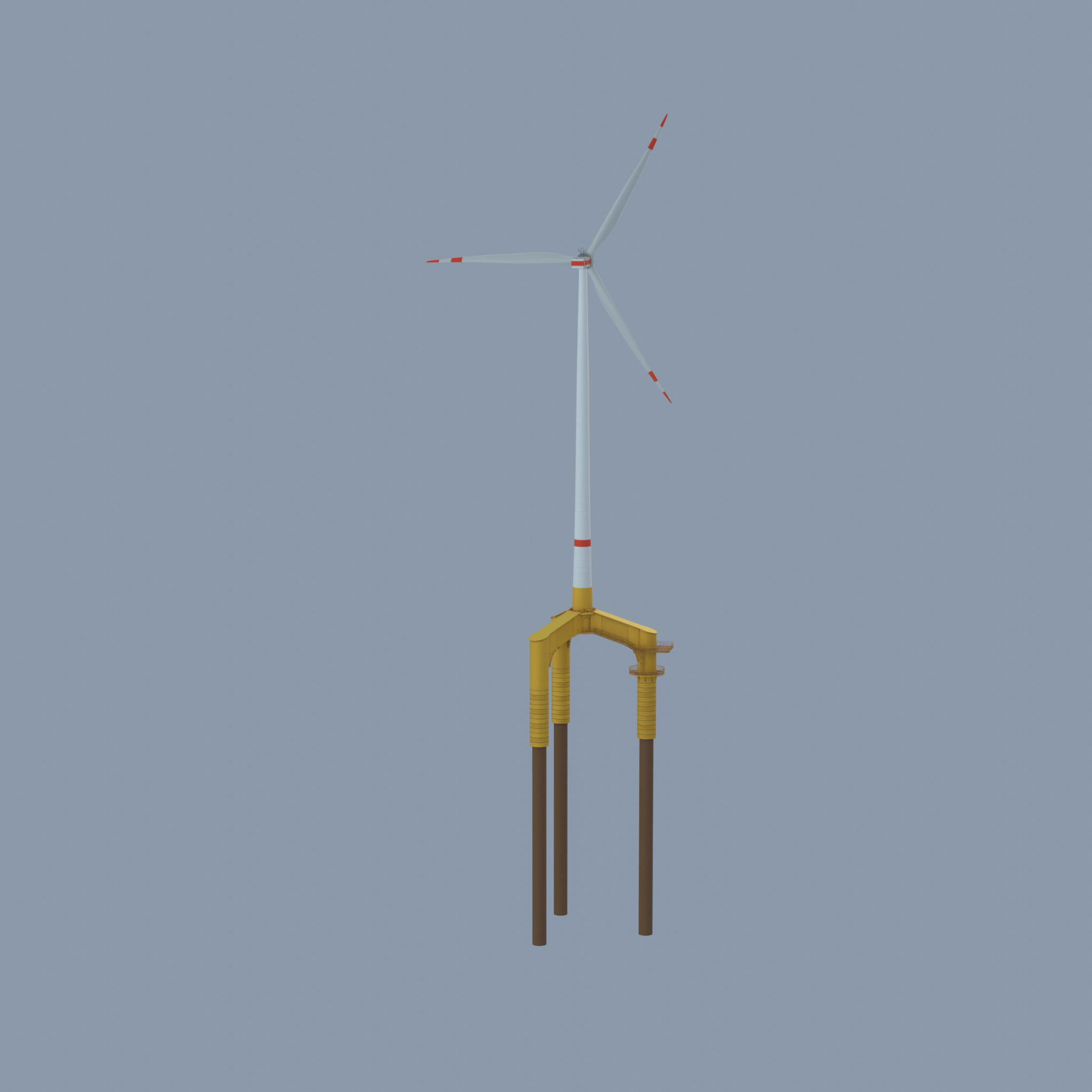 Wind turbine with Offshore Foundation E1 H-160 RD 138m Animation Low-poly 3D model_58