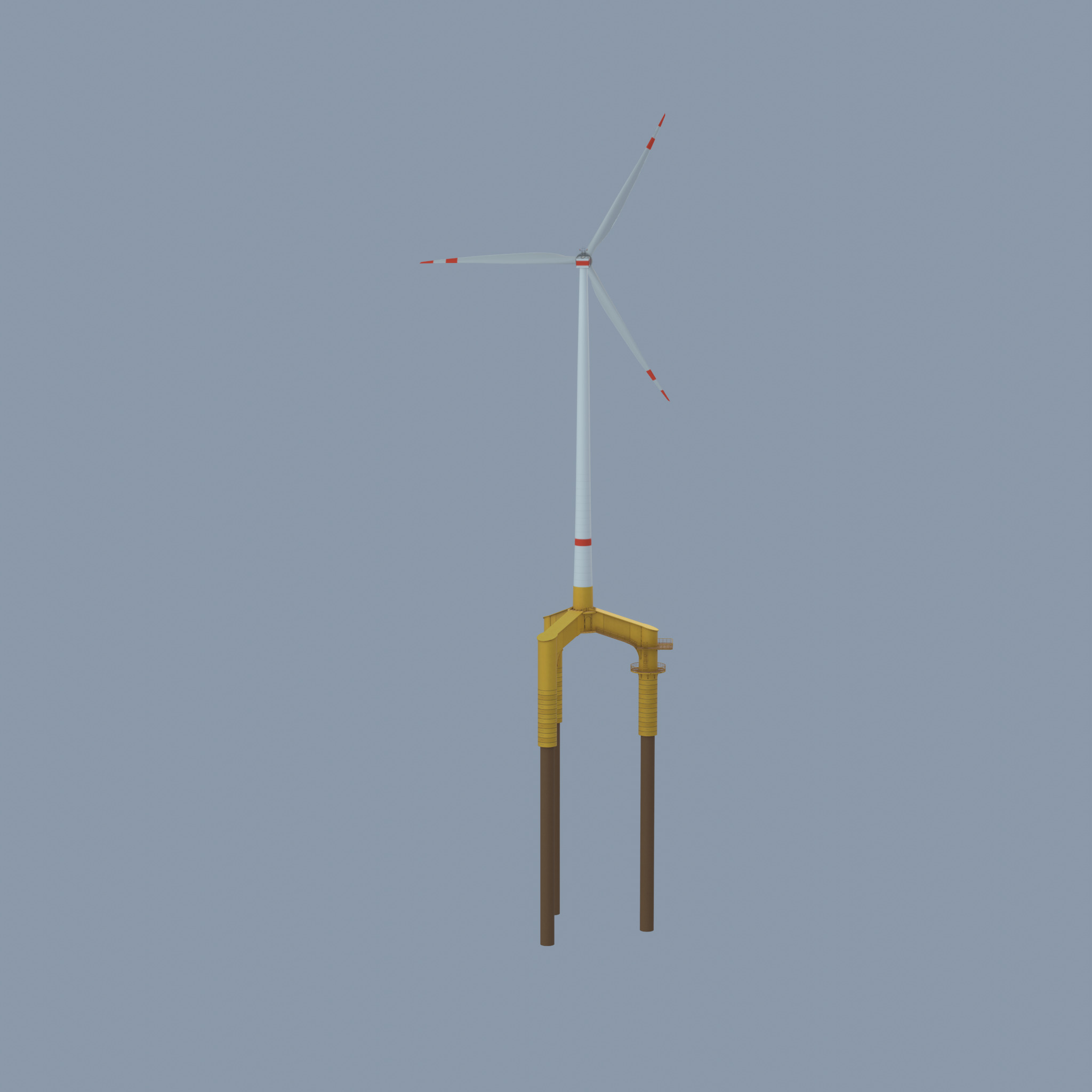 Wind turbine with Offshore Foundation E1 H-160 RD 138m Animation Low-poly 3D model_53
