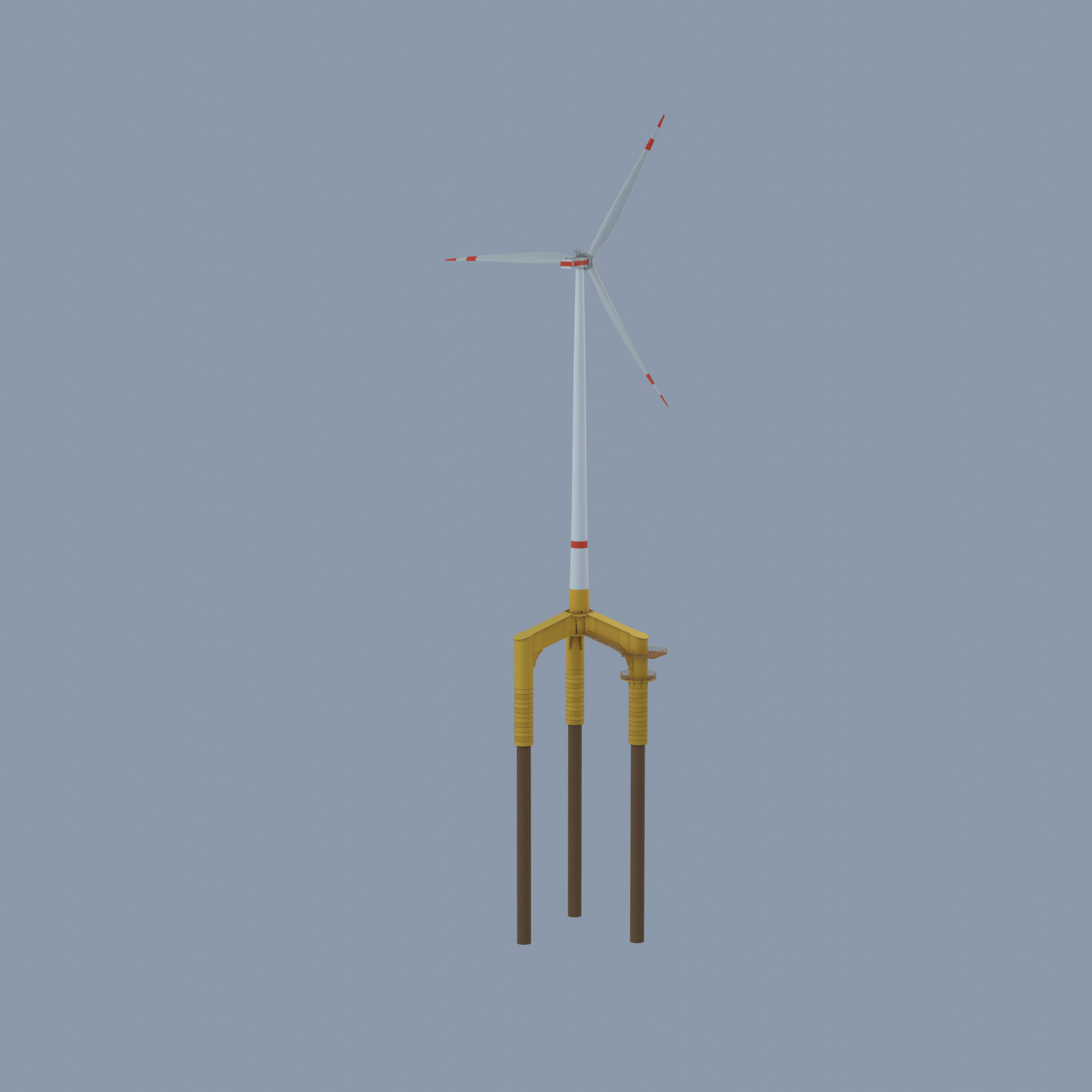 Wind turbine with Offshore Foundation E1 H-160 RD 138m Animation Low-poly 3D model_42