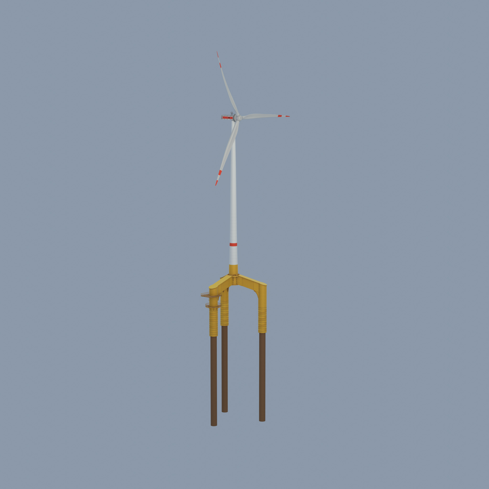 Wind turbine with Offshore Foundation E1 H-160 RD 138m Animation Low-poly 3D model_68
