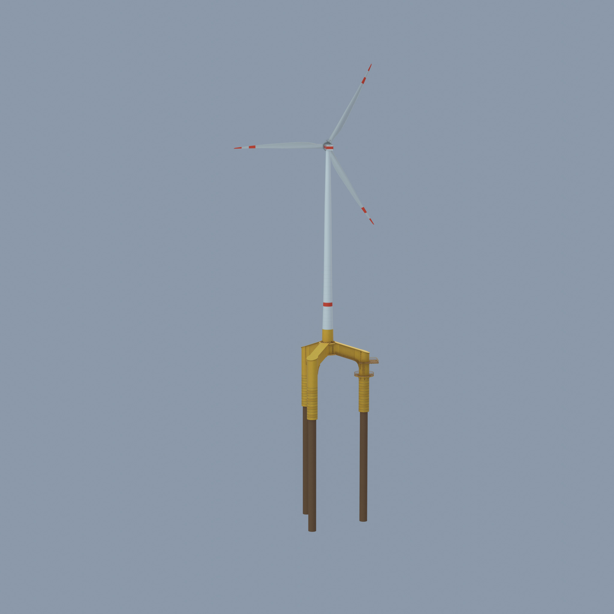 Wind turbine with Offshore Foundation E1 H-160 RD 138m Animation Low-poly 3D model_30