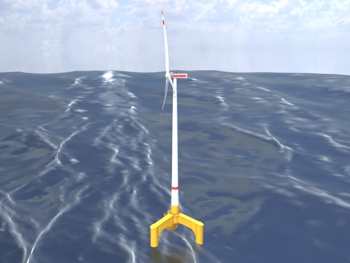 Wind turbine with Offshore Foundation E1 H-160 RD 138m Animation Low-poly 3D model_18