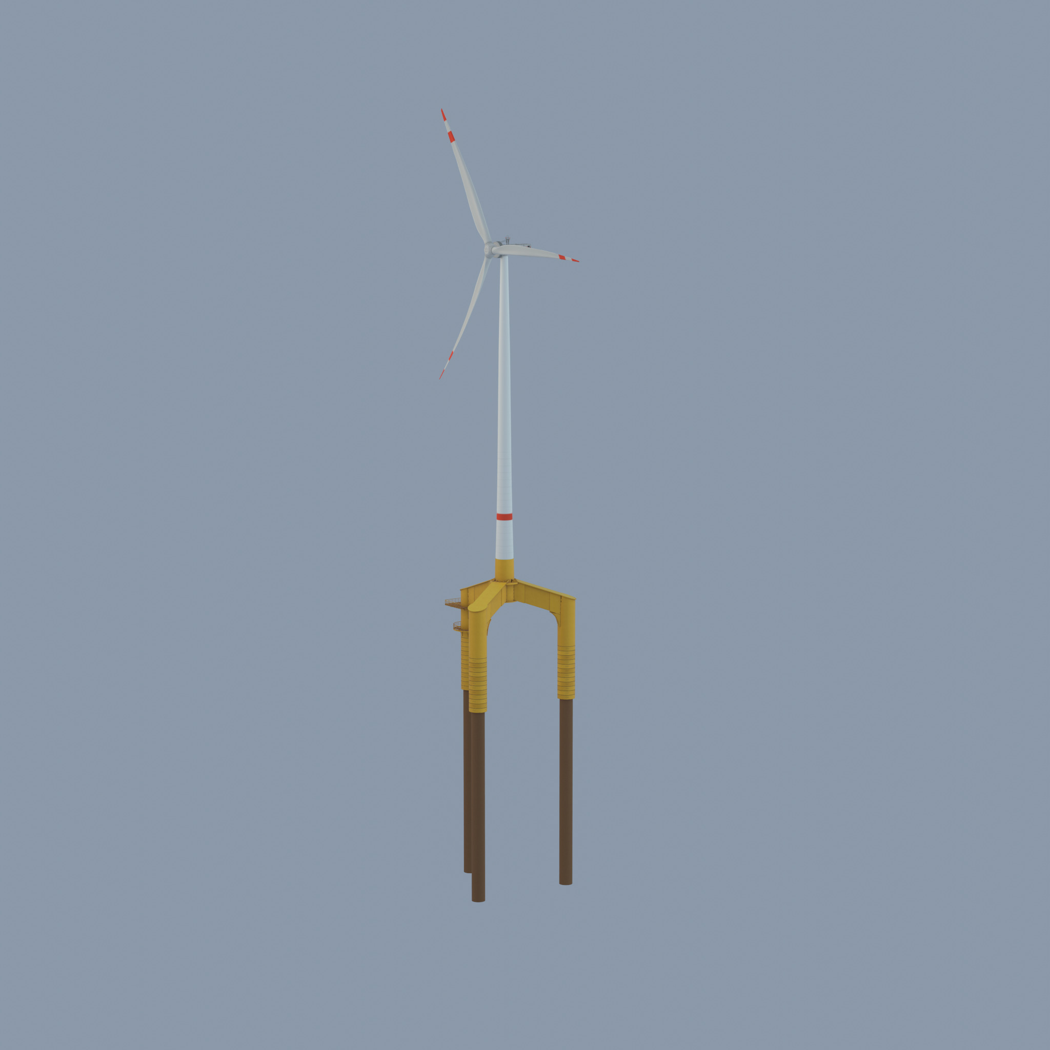 Wind turbine with Offshore Foundation E1 H-160 RD 138m Animation Low-poly 3D model_47