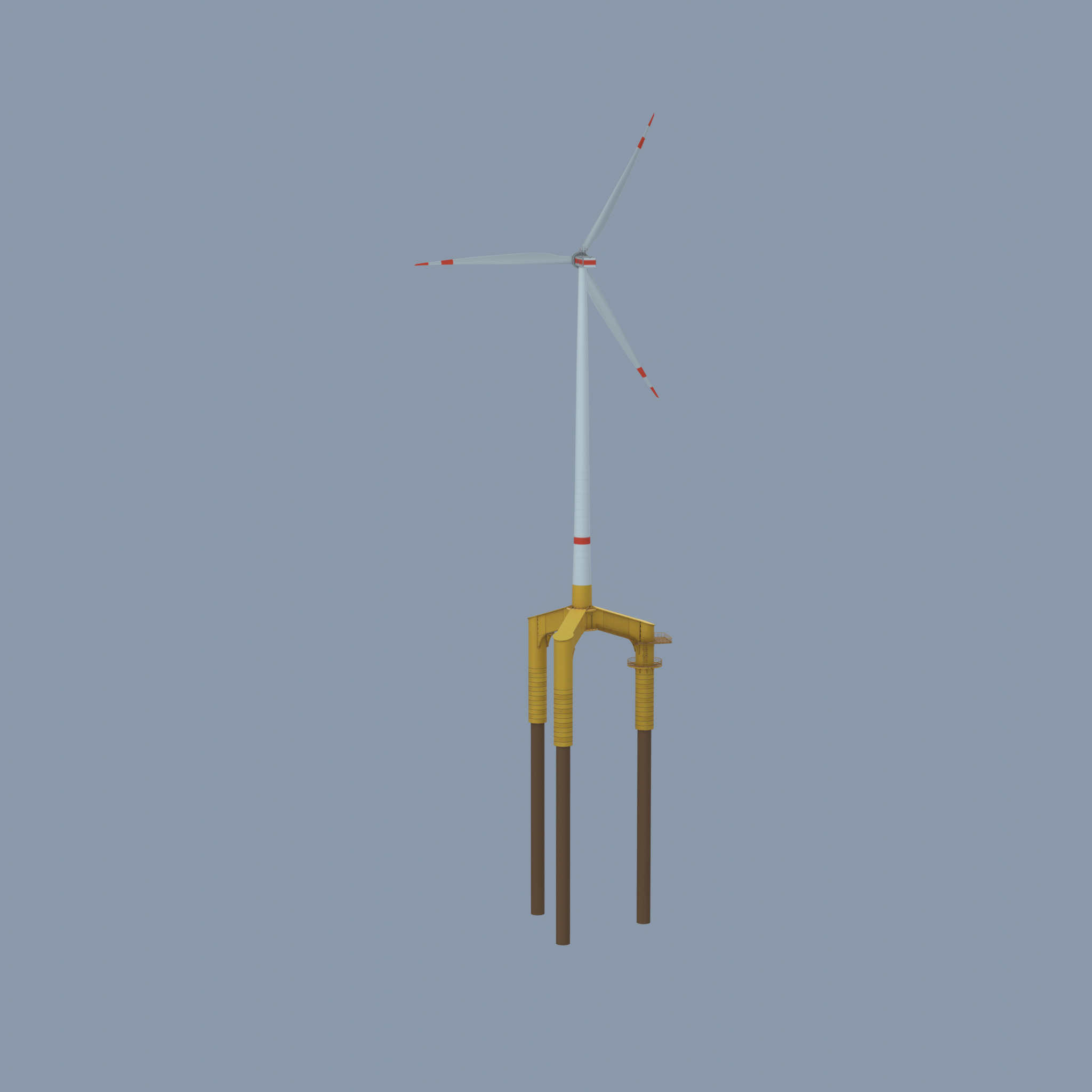 Wind turbine with Offshore Foundation E1 H-160 RD 138m Animation Low-poly 3D model_32