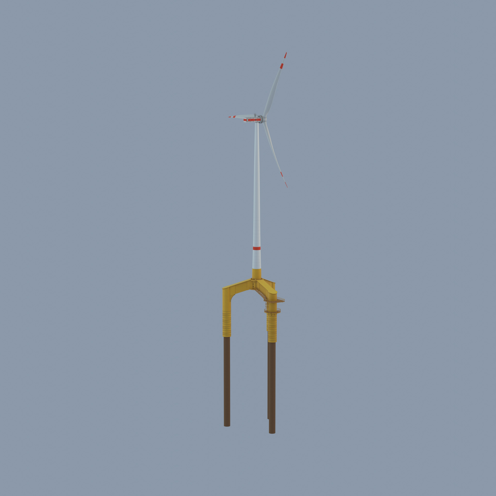 Wind turbine with Offshore Foundation E1 H-160 RD 138m Animation Low-poly 3D model_61