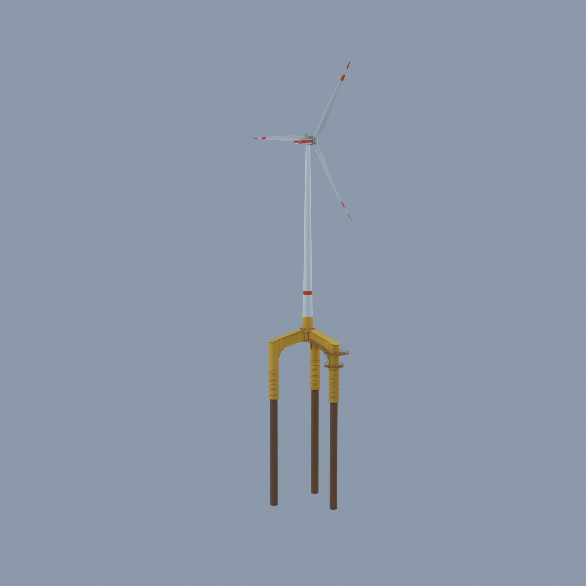 Wind turbine with Offshore Foundation E1 H-160 RD 138m Animation Low-poly 3D model_43