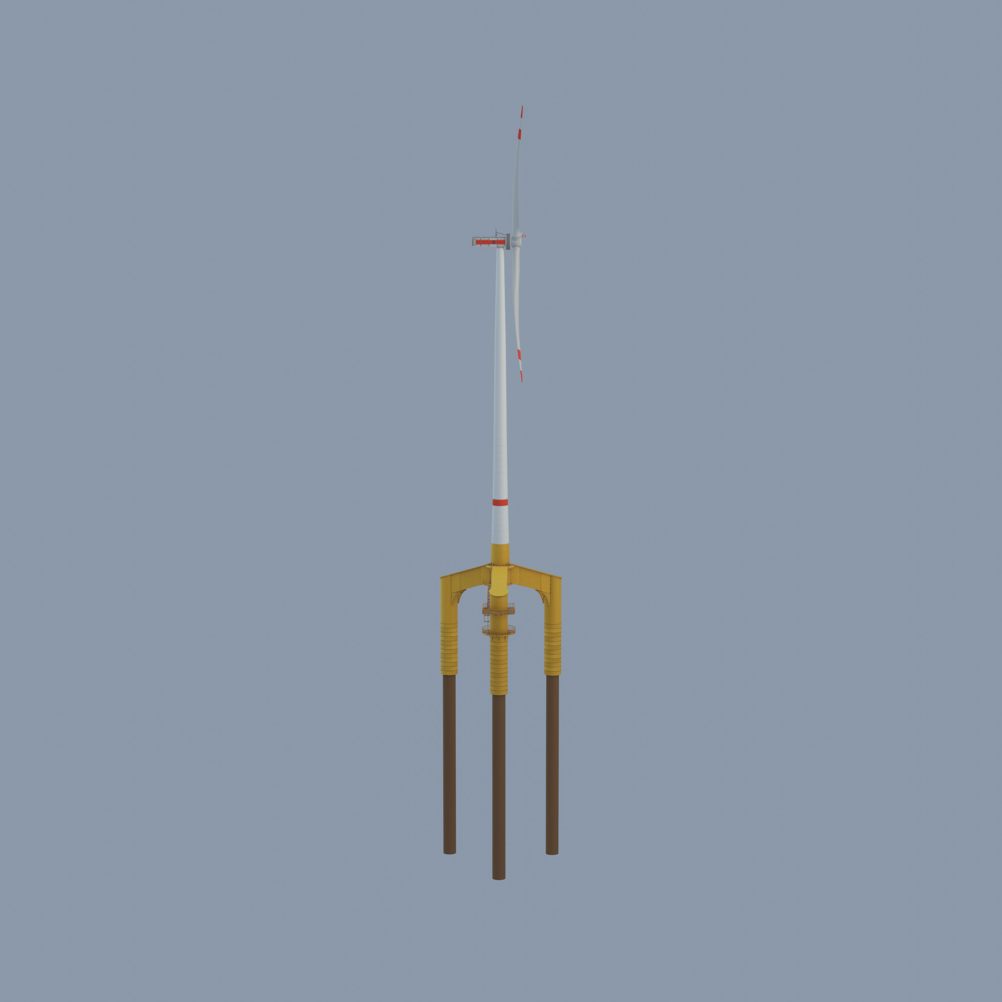Wind turbine with Offshore Foundation E1 H-160 RD 138m Animation Low-poly 3D model_66