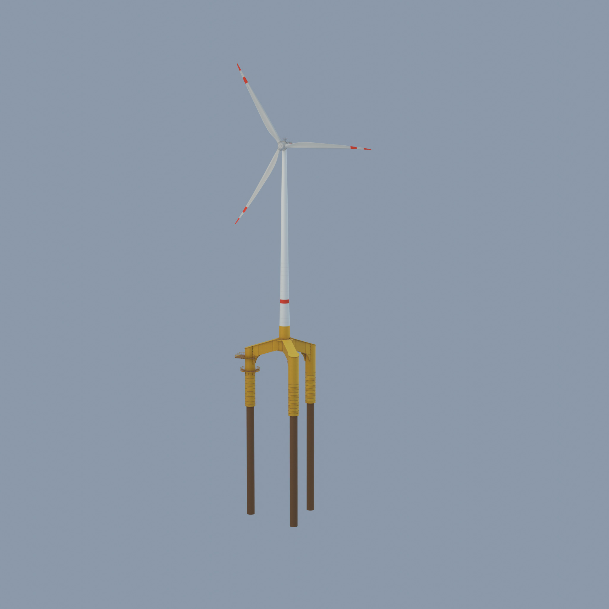 Wind turbine with Offshore Foundation E1 H-160 RD 138m Animation Low-poly 3D model_70