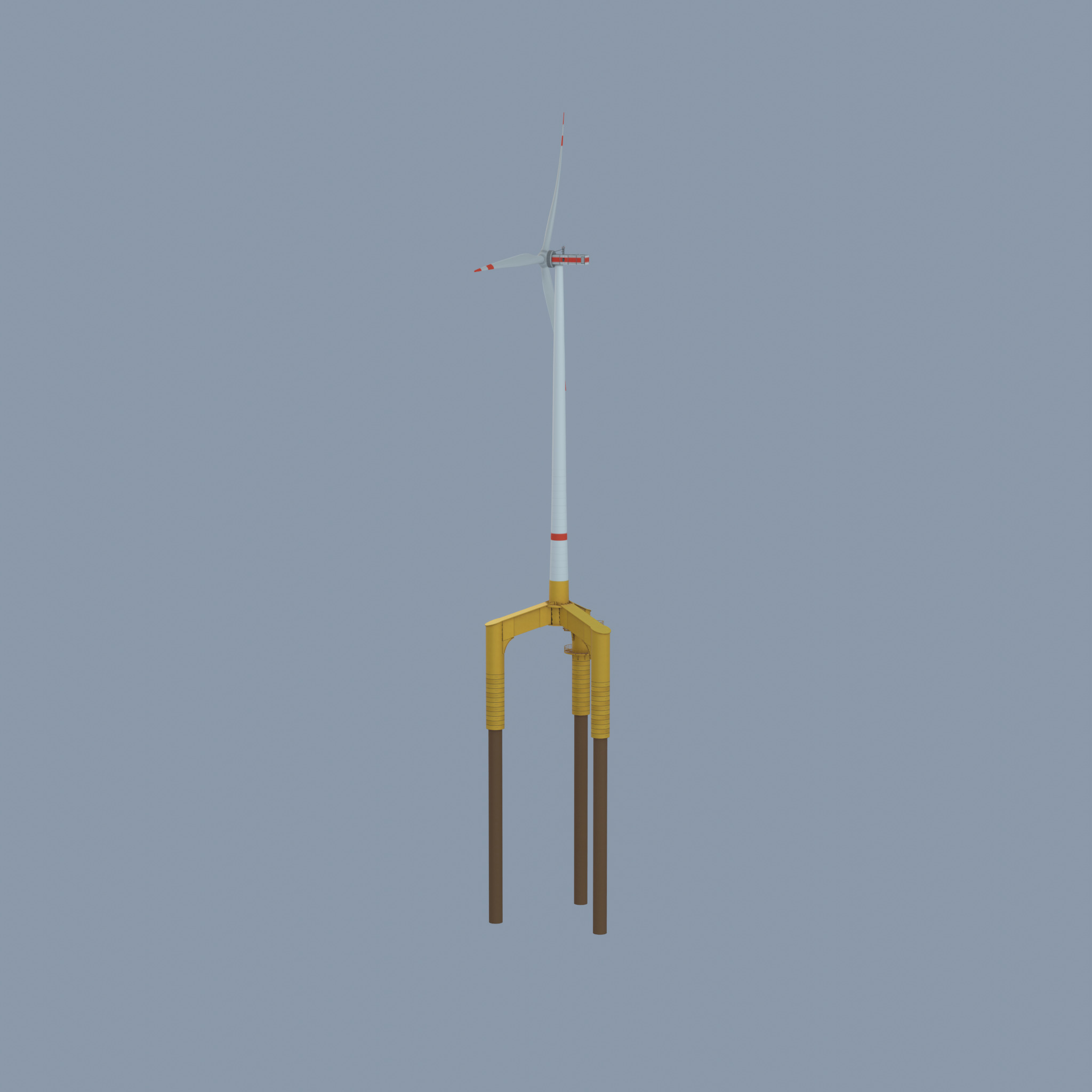 Wind turbine with Offshore Foundation E1 H-160 RD 138m Animation Low-poly 3D model_39