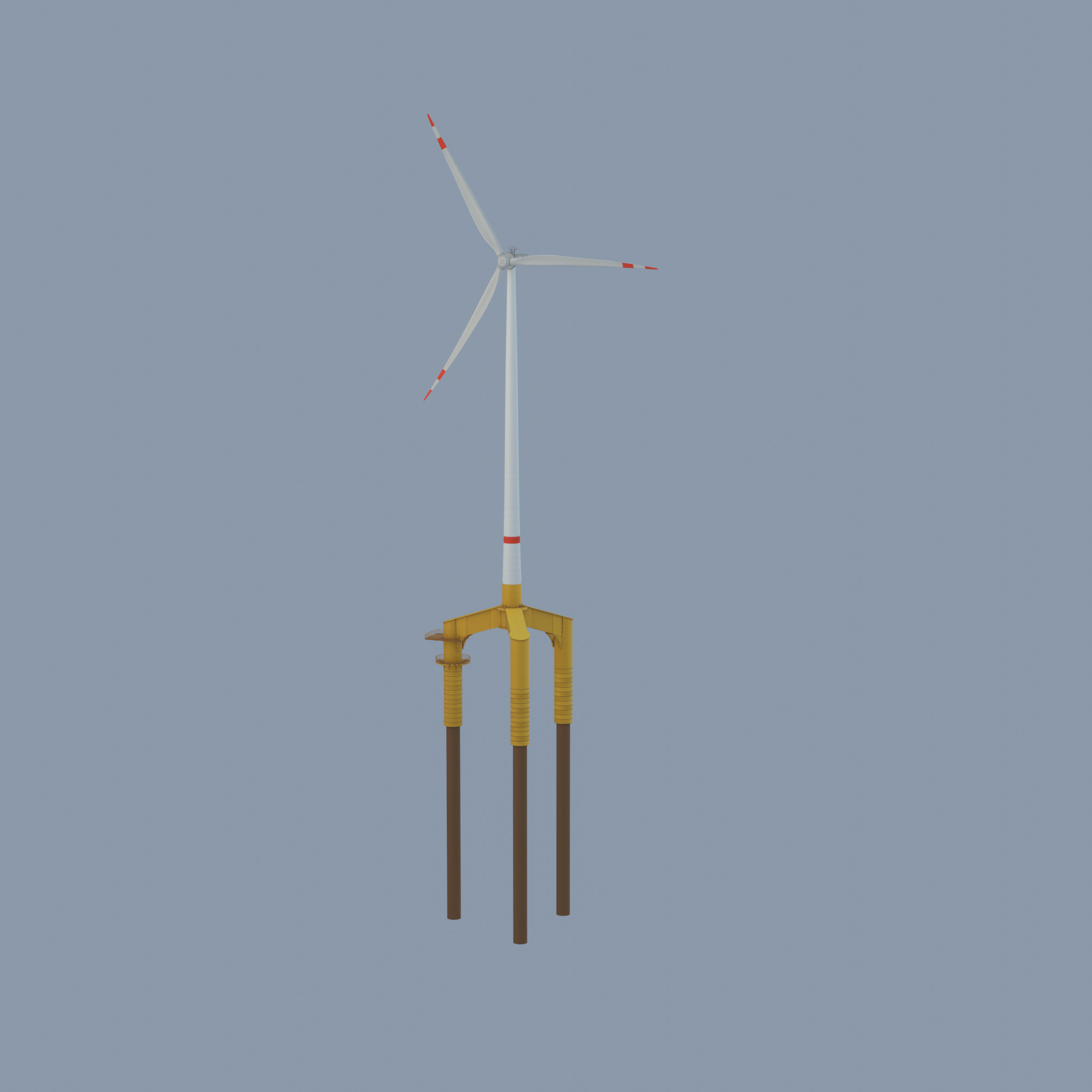 Wind turbine with Offshore Foundation E1 H-160 RD 138m Animation Low-poly 3D model_25