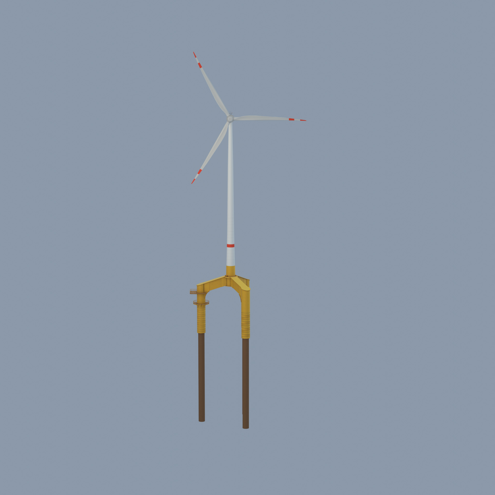 Wind turbine with Offshore Foundation E1 H-160 RD 138m Animation Low-poly 3D model_22