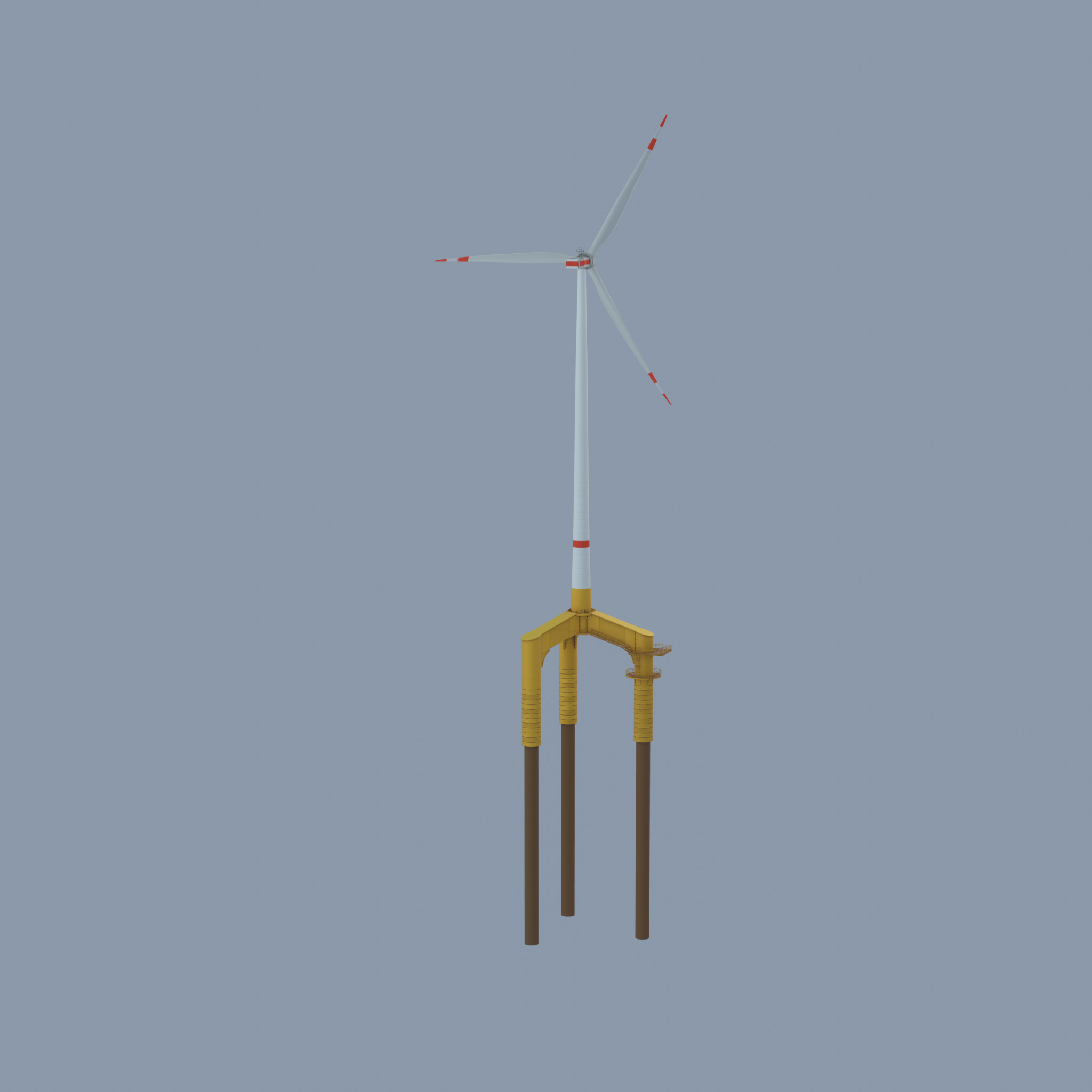 Wind turbine with Offshore Foundation E1 H-160 RD 138m Animation Low-poly 3D model_34