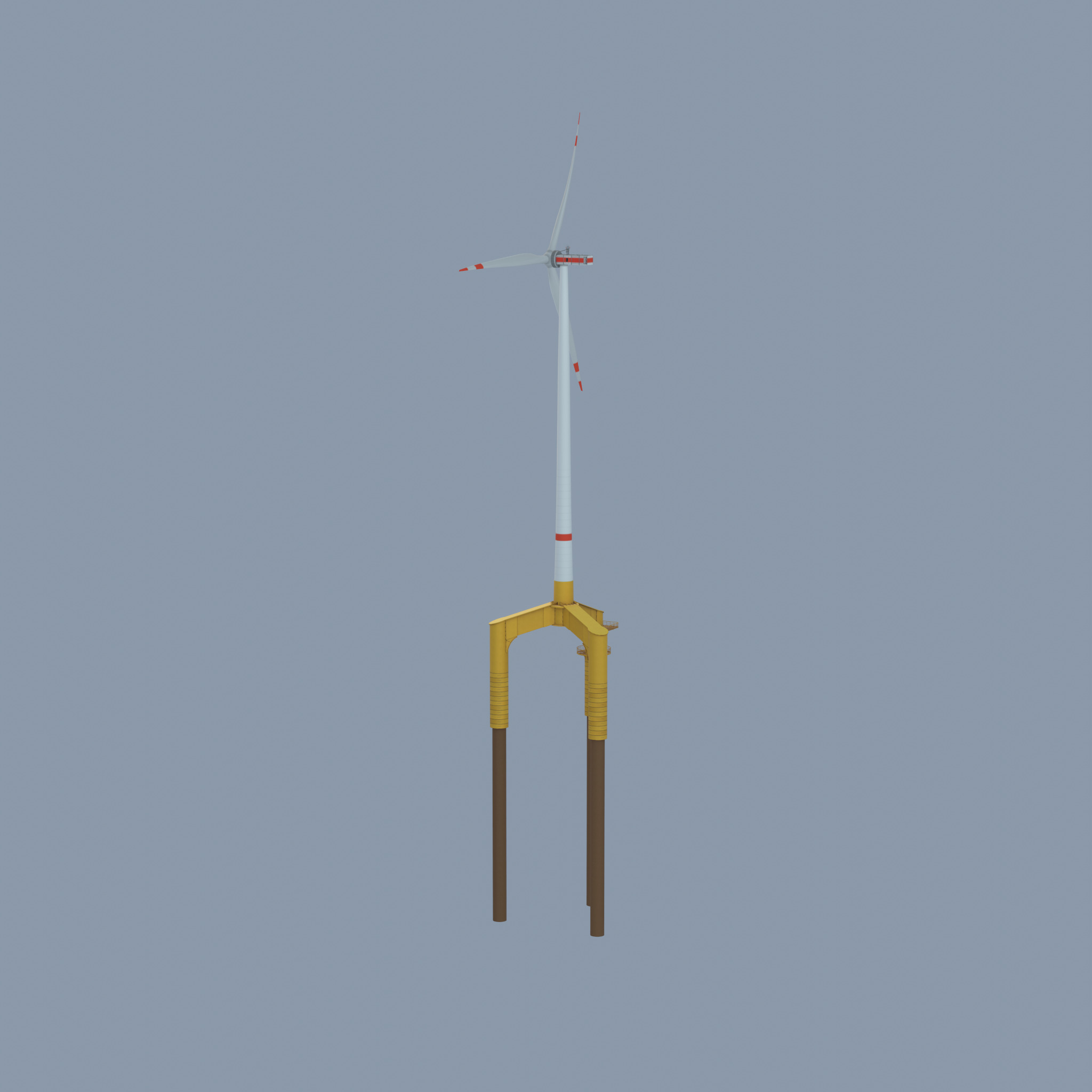 Wind turbine with Offshore Foundation E1 H-160 RD 138m Animation Low-poly 3D model_64