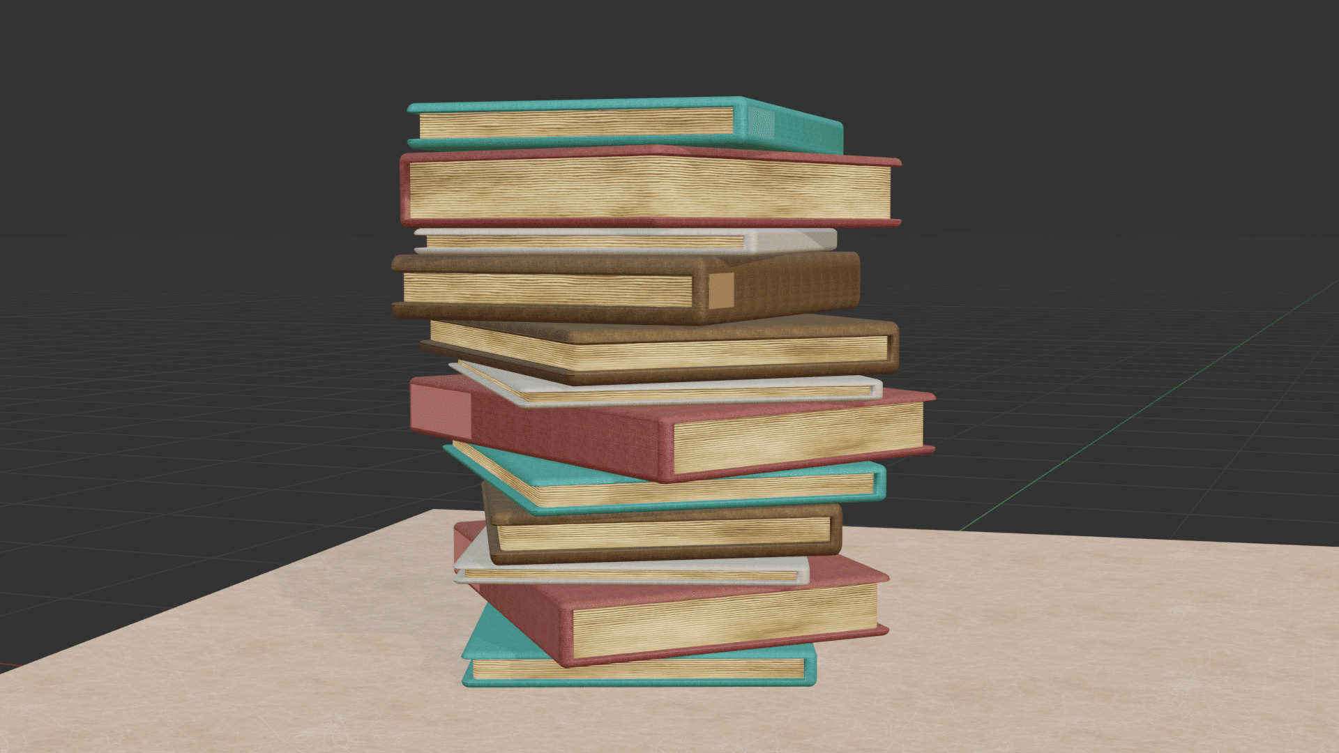 Realistic Stacked Books Randomized Covers and Pages Free low-poly 3D model_2