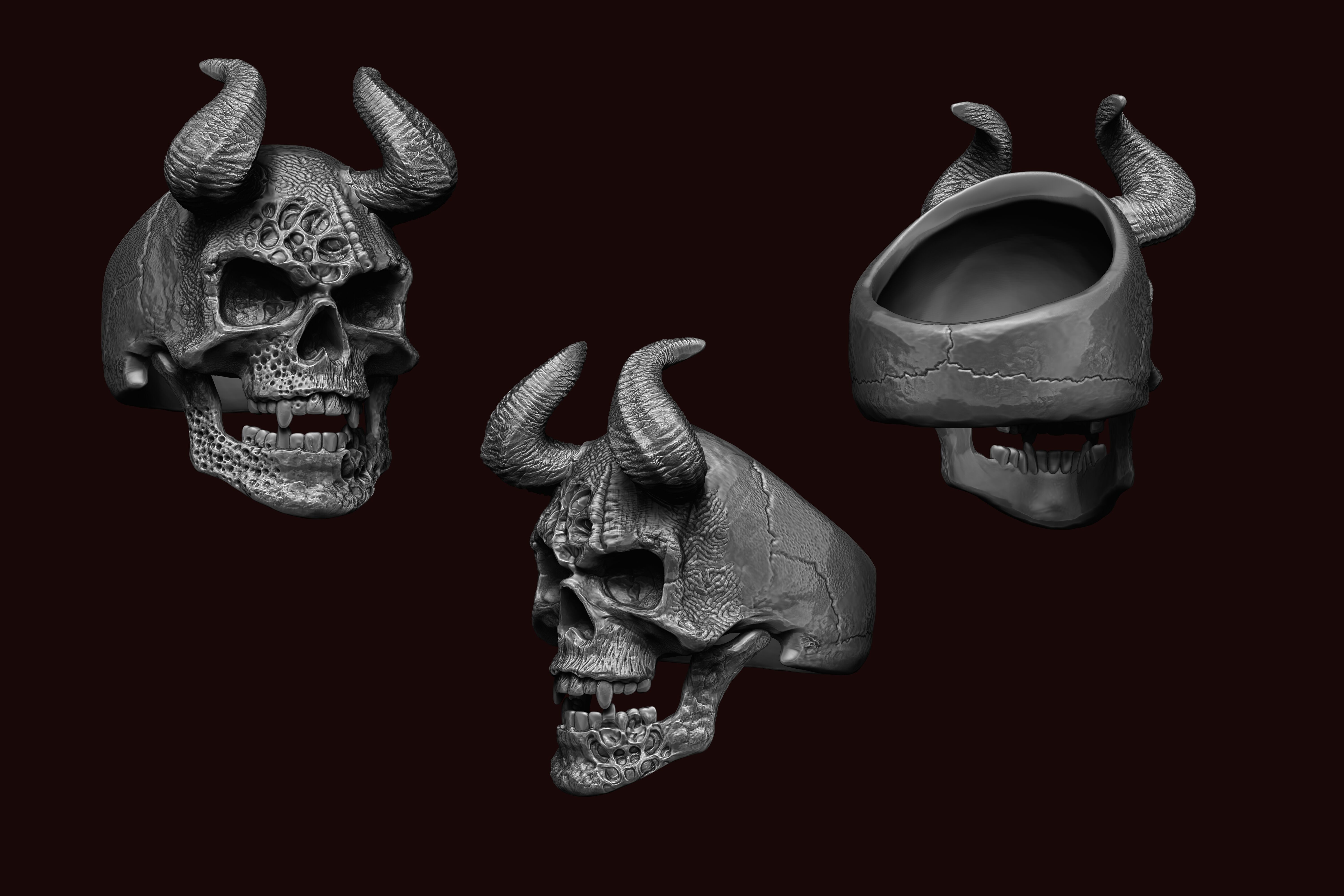 Skull ring 3D print  3D print model_3