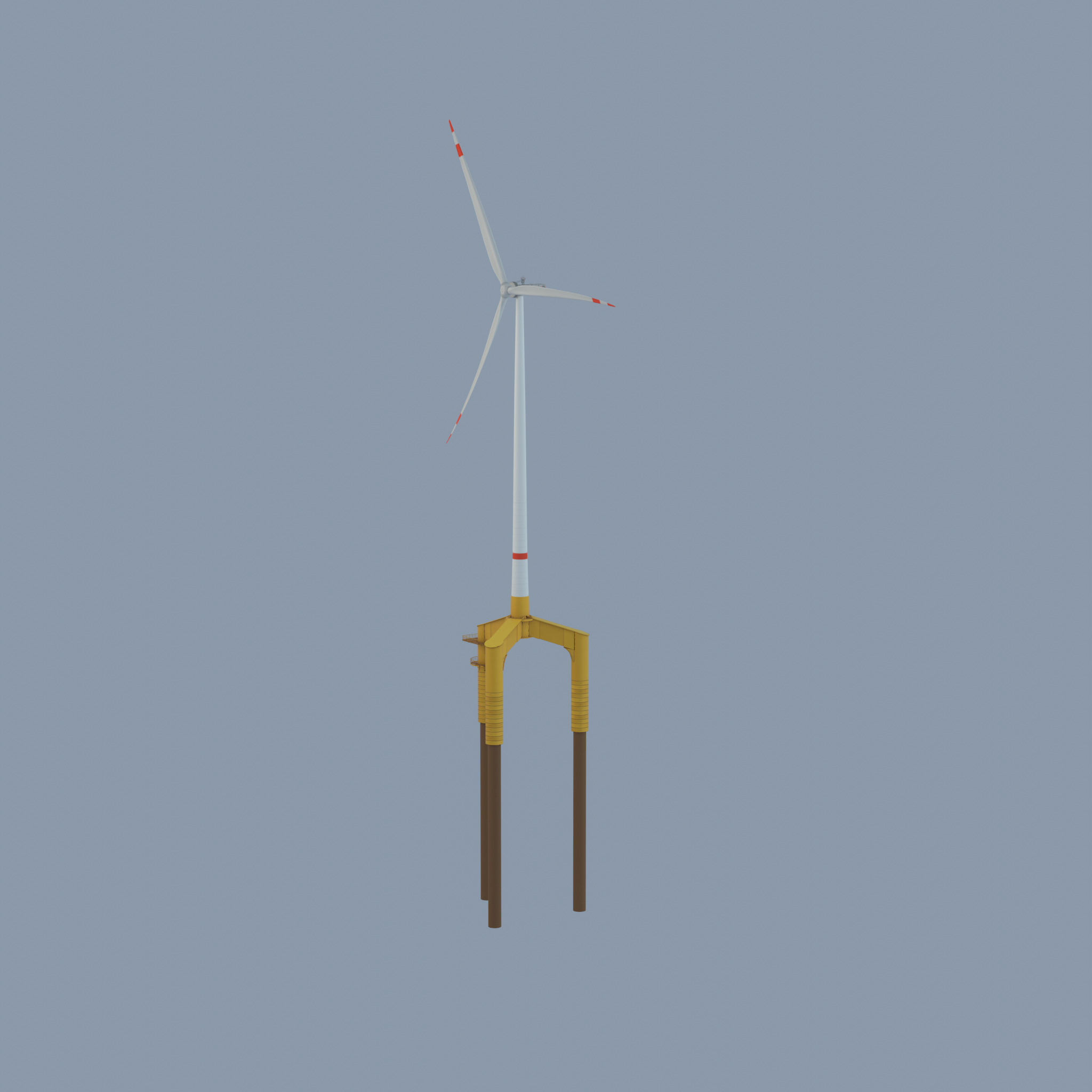 Wind turbine with Offshore Foundation E1 H-163 RD 172m animation Low-poly 3D model_69
