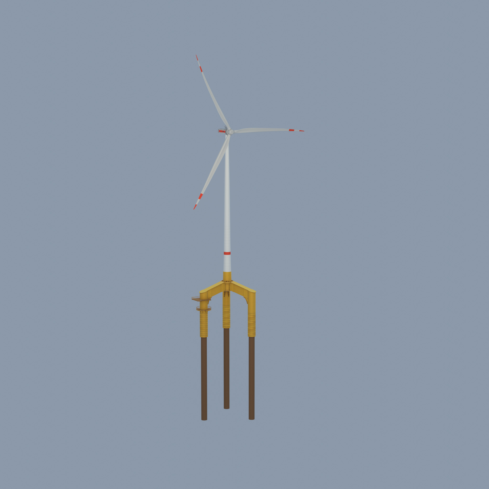 Wind turbine with Offshore Foundation E1 H-163 RD 172m animation Low-poly 3D model_57