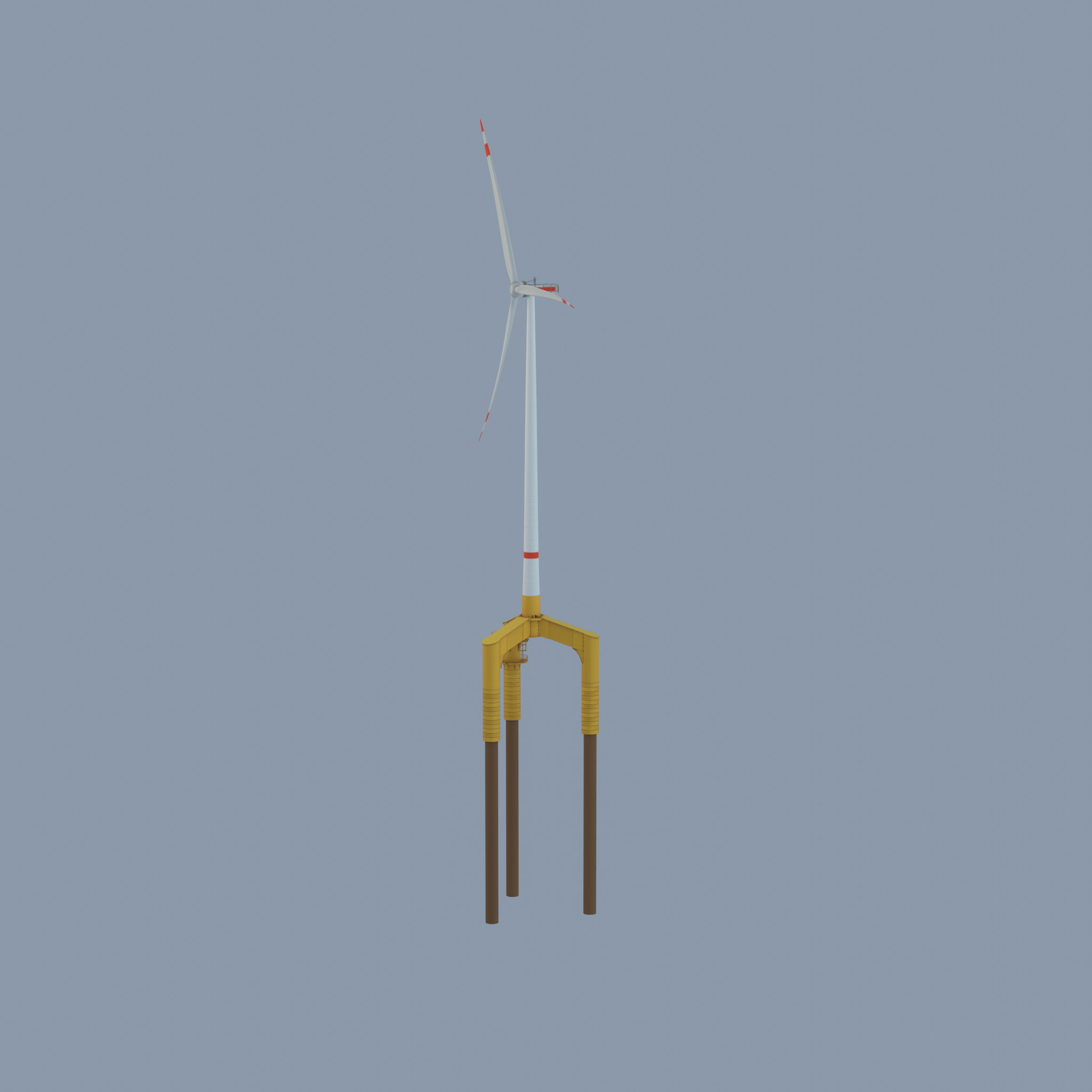 Wind turbine with Offshore Foundation E1 H-163 RD 172m animation Low-poly 3D model_22