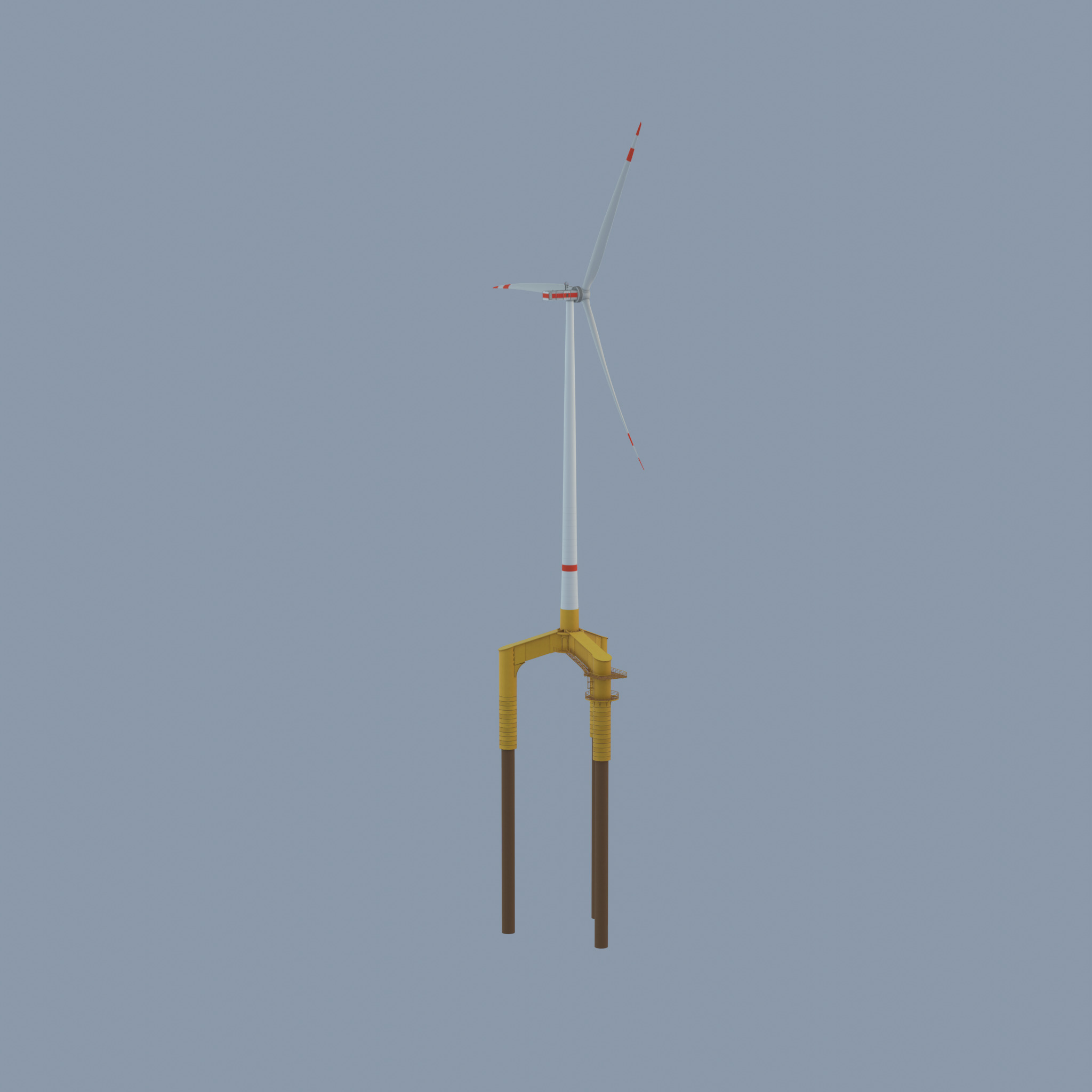 Wind turbine with Offshore Foundation E1 H-163 RD 172m animation Low-poly 3D model_45