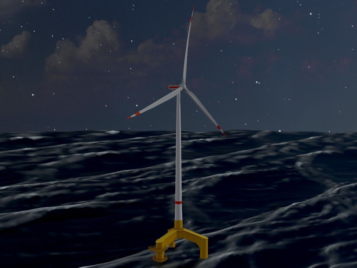 Wind turbine with Offshore Foundation E1 H-163 RD 172m animation Low-poly 3D model_4