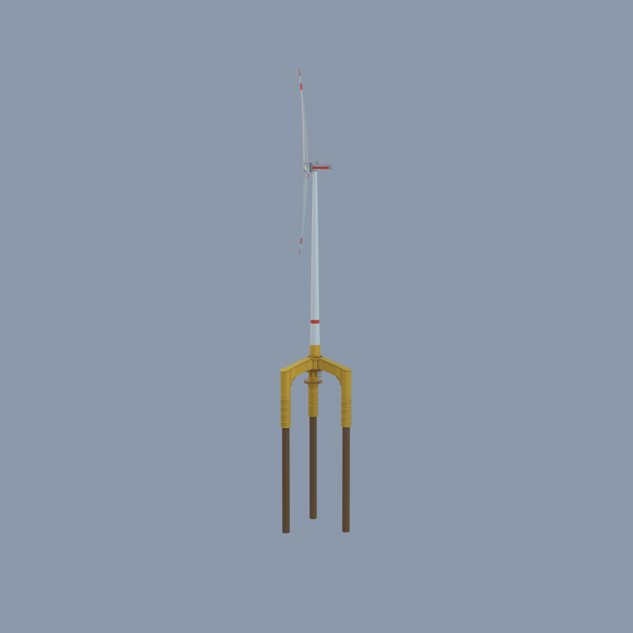 Wind turbine with Offshore Foundation E1 H-163 RD 172m animation Low-poly 3D model_24