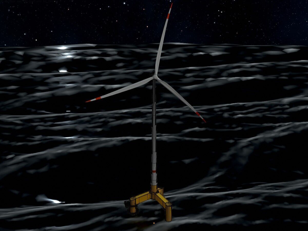 Wind turbine with Offshore Foundation E1 H-163 RD 172m animation Low-poly 3D model_8