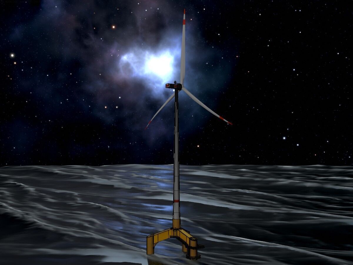 Wind turbine with Offshore Foundation E1 H-163 RD 172m animation Low-poly 3D model_7