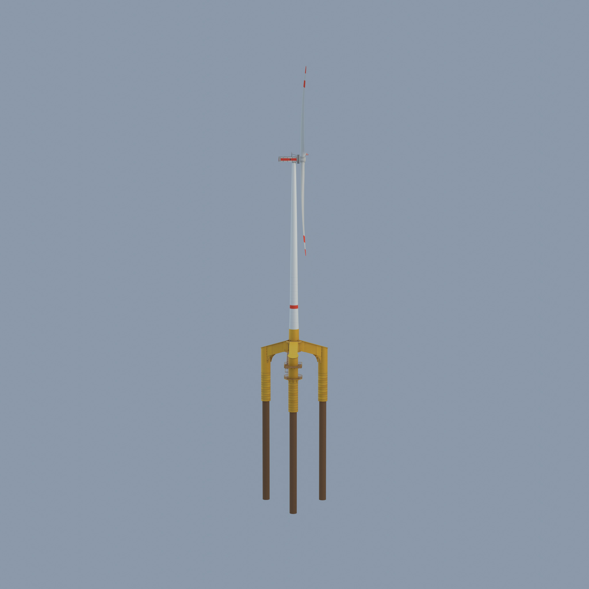Wind turbine with Offshore Foundation E1 H-163 RD 172m animation Low-poly 3D model_49