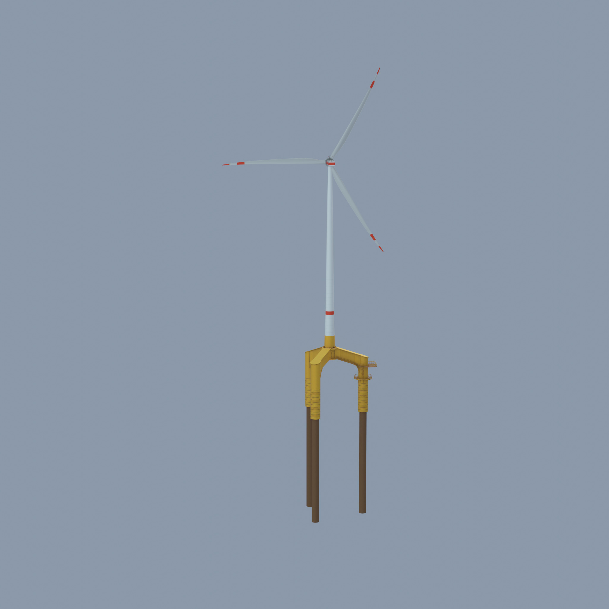 Wind turbine with Offshore Foundation E1 H-163 RD 172m animation Low-poly 3D model_36