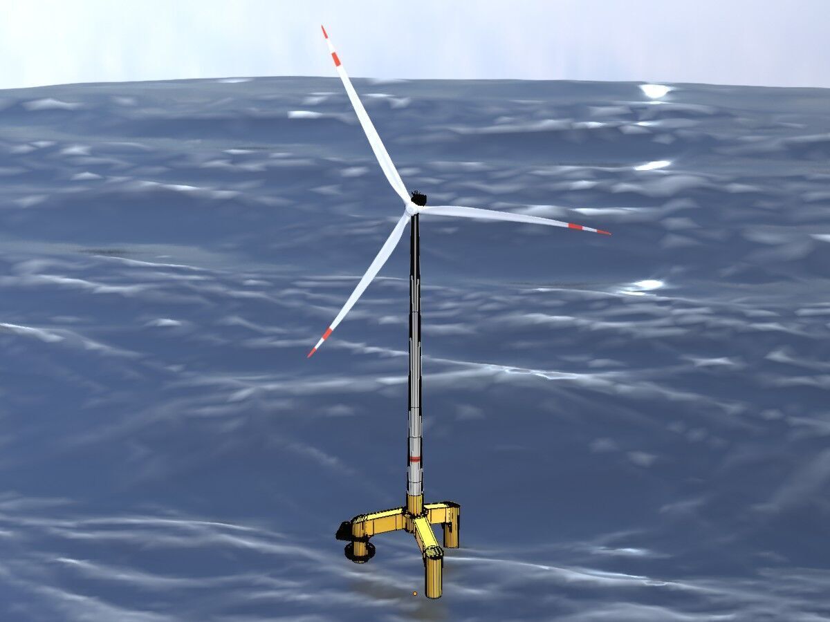 Wind turbine with Offshore Foundation E1 H-163 RD 172m animation Low-poly 3D model_5