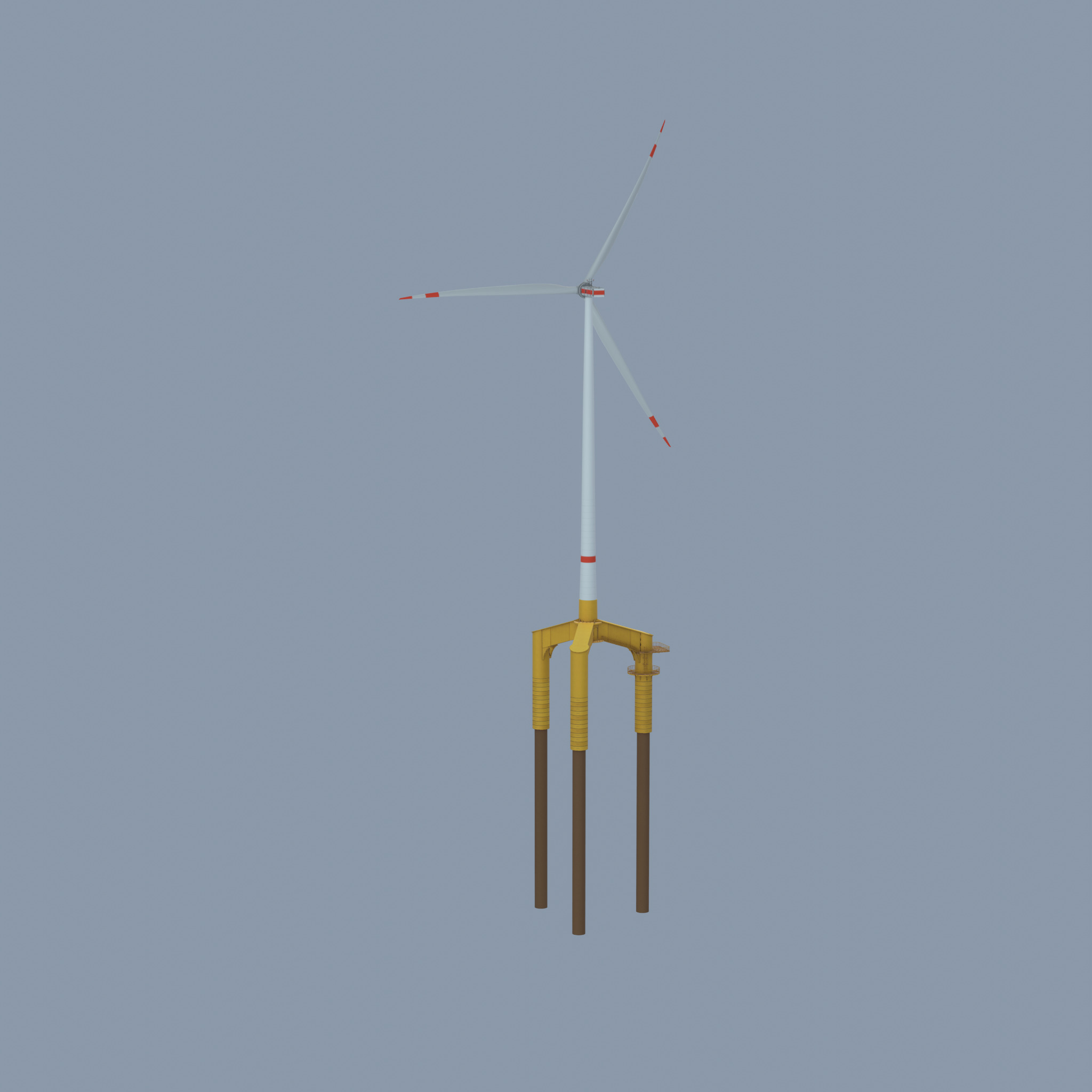 Wind turbine with Offshore Foundation E1 H-163 RD 172m animation Low-poly 3D model_34