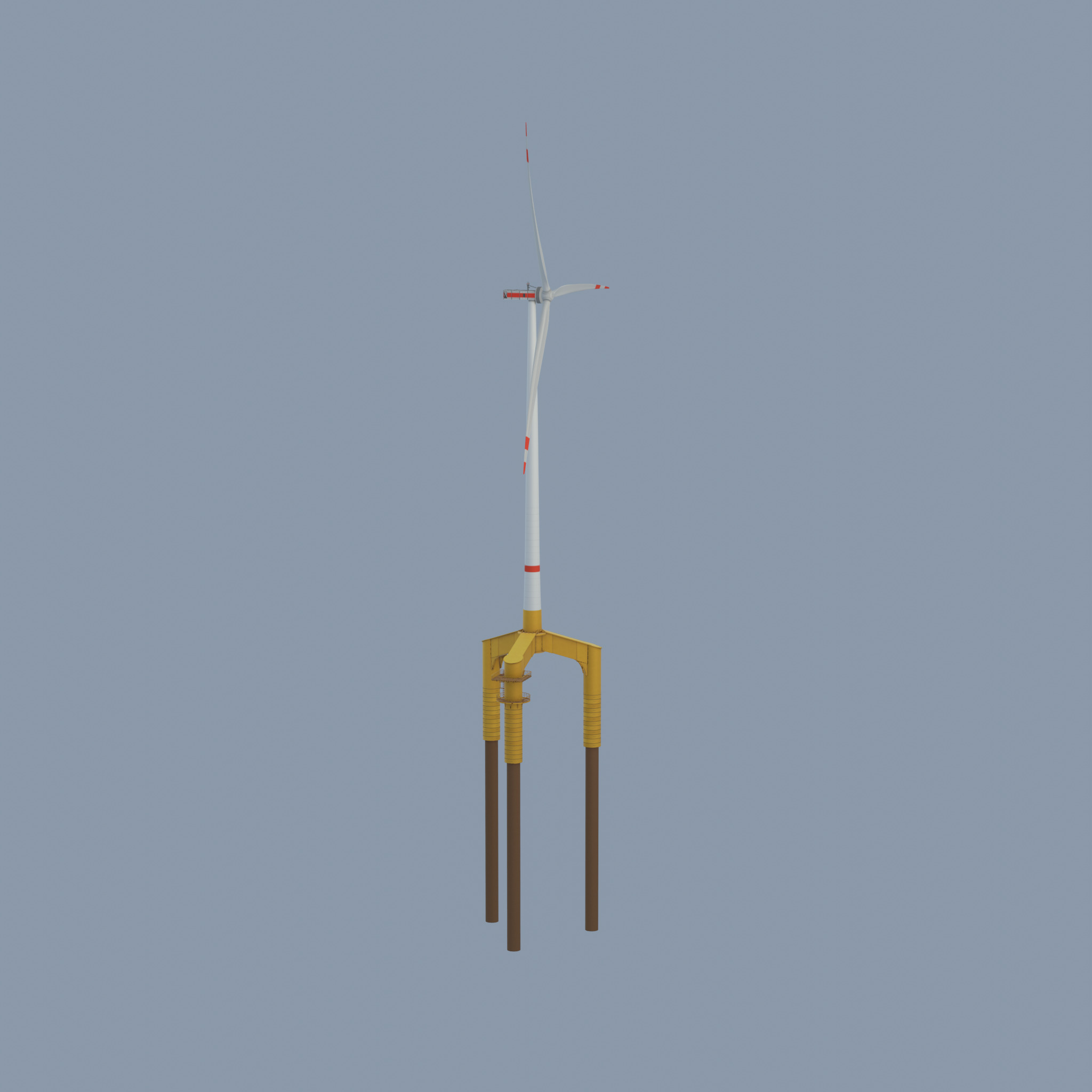Wind turbine with Offshore Foundation E1 H-163 RD 172m animation Low-poly 3D model_51