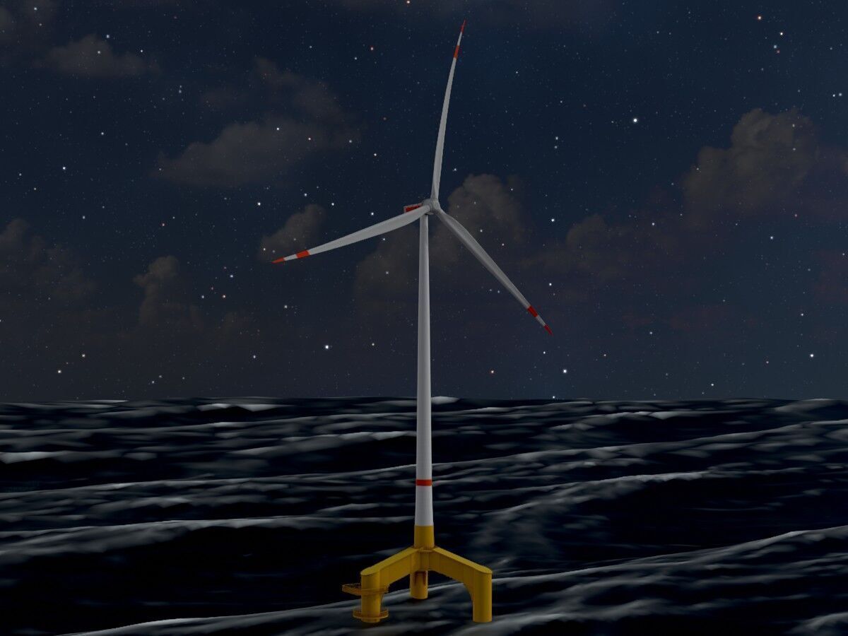 Wind turbine with Offshore Foundation E1 H-163 RD 172m animation Low-poly 3D model_20