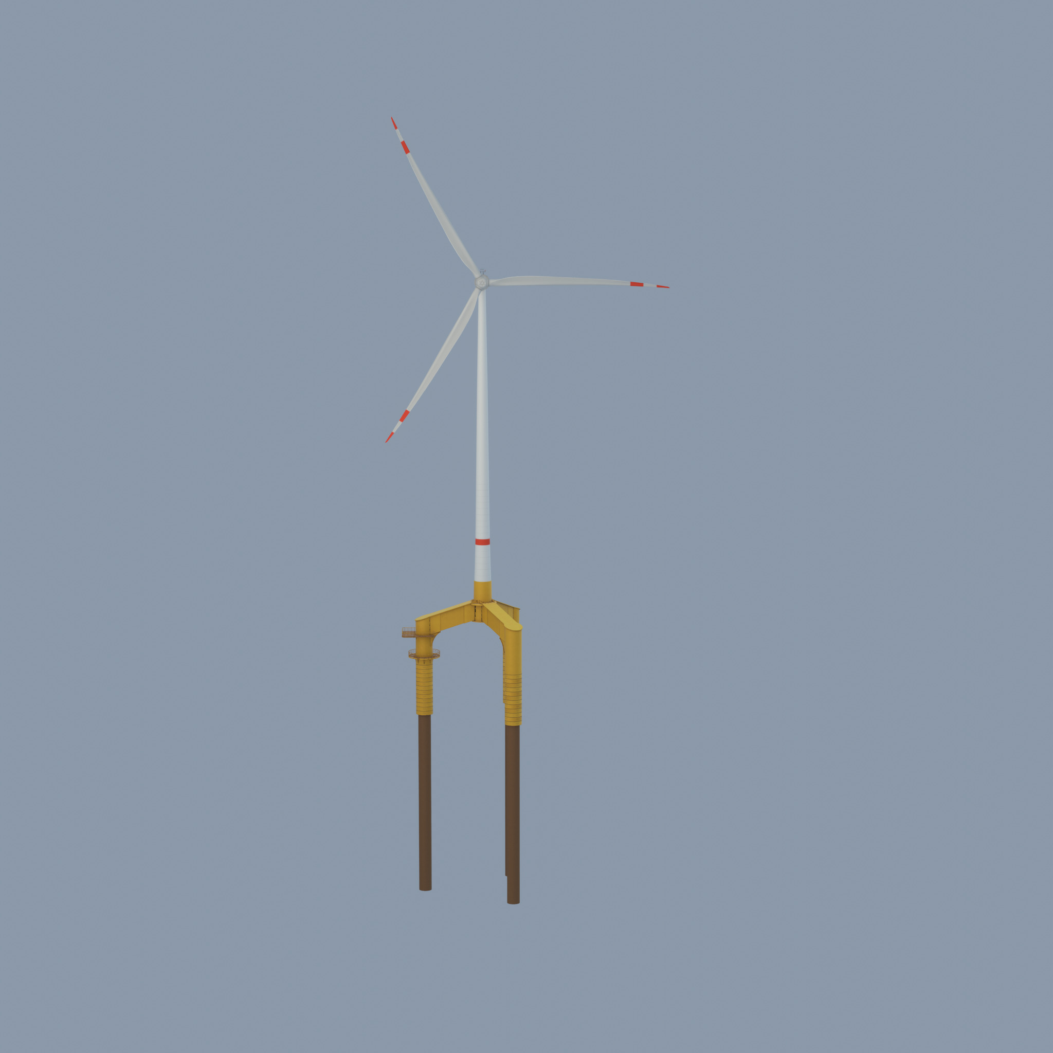 Wind turbine with Offshore Foundation E1 H-163 RD 172m animation Low-poly 3D model_21