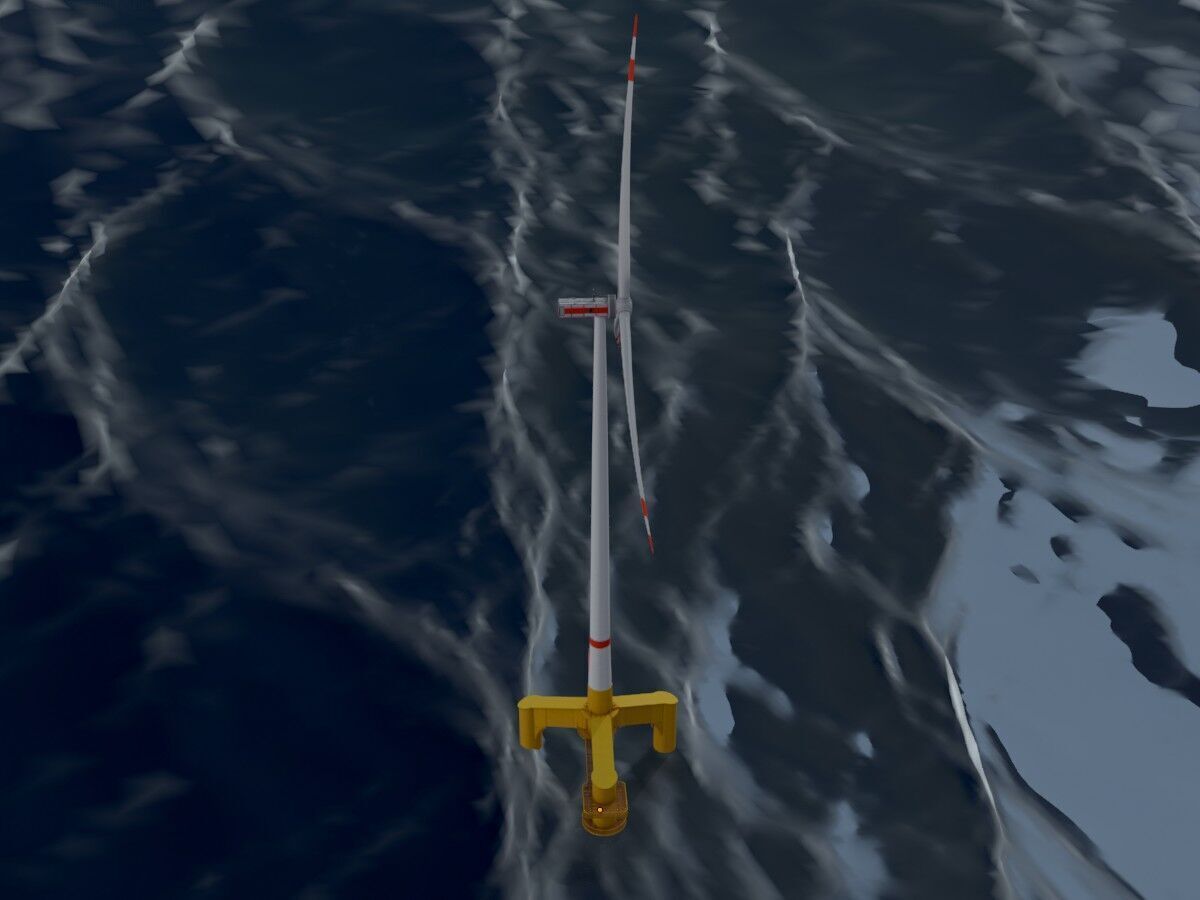 Wind turbine with Offshore Foundation E1 H-163 RD 172m animation Low-poly 3D model_16