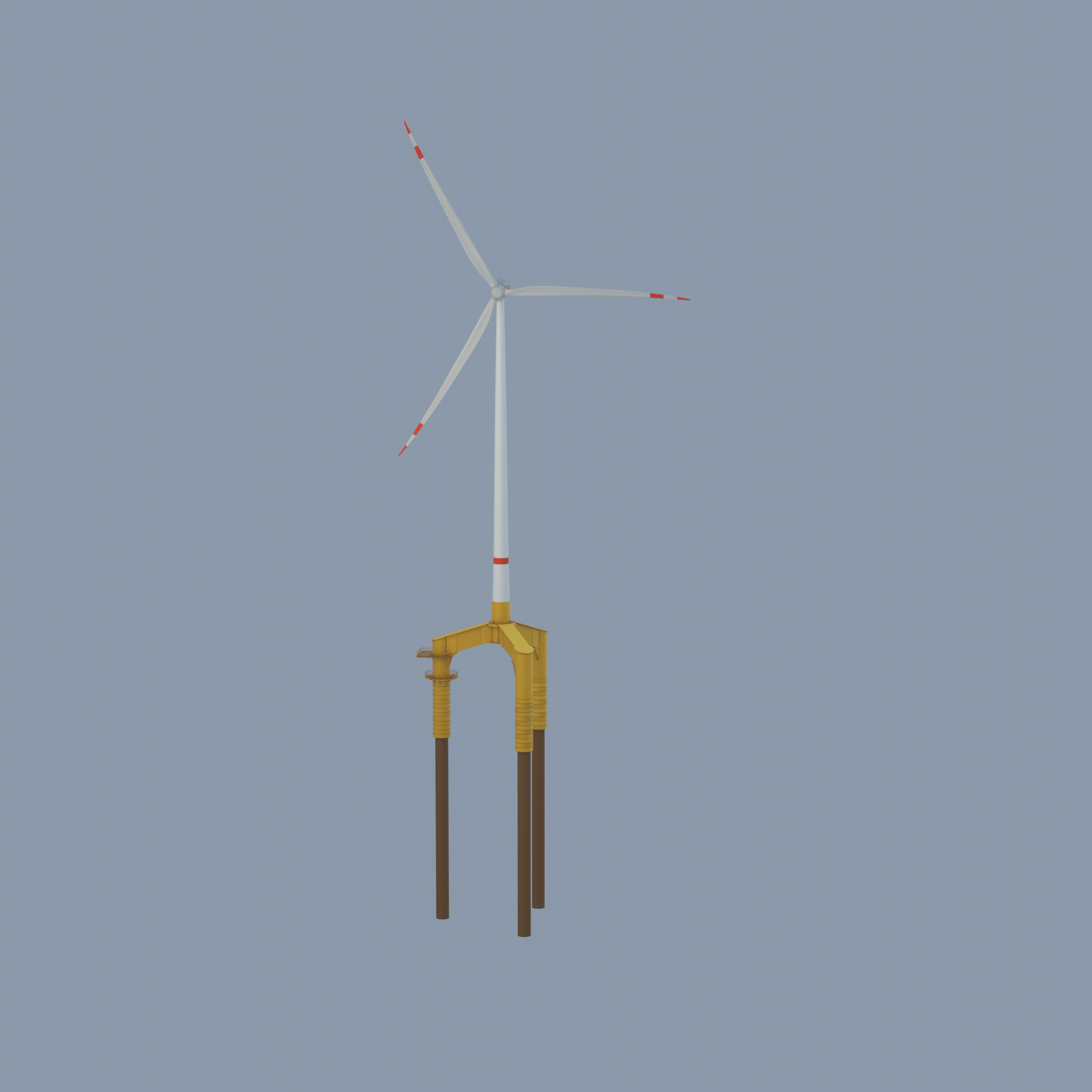 Wind turbine with Offshore Foundation E1 H-163 RD 172m animation Low-poly 3D model_62